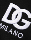 T-shirt noir en coton Dolce & Gabbana avec broderie du logo DG, vue de face.