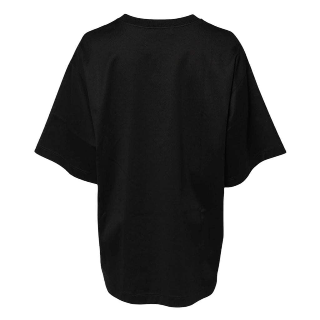 T-shirt noir en coton Dolce & Gabbana avec broderie du logo DG visible sur le devant.