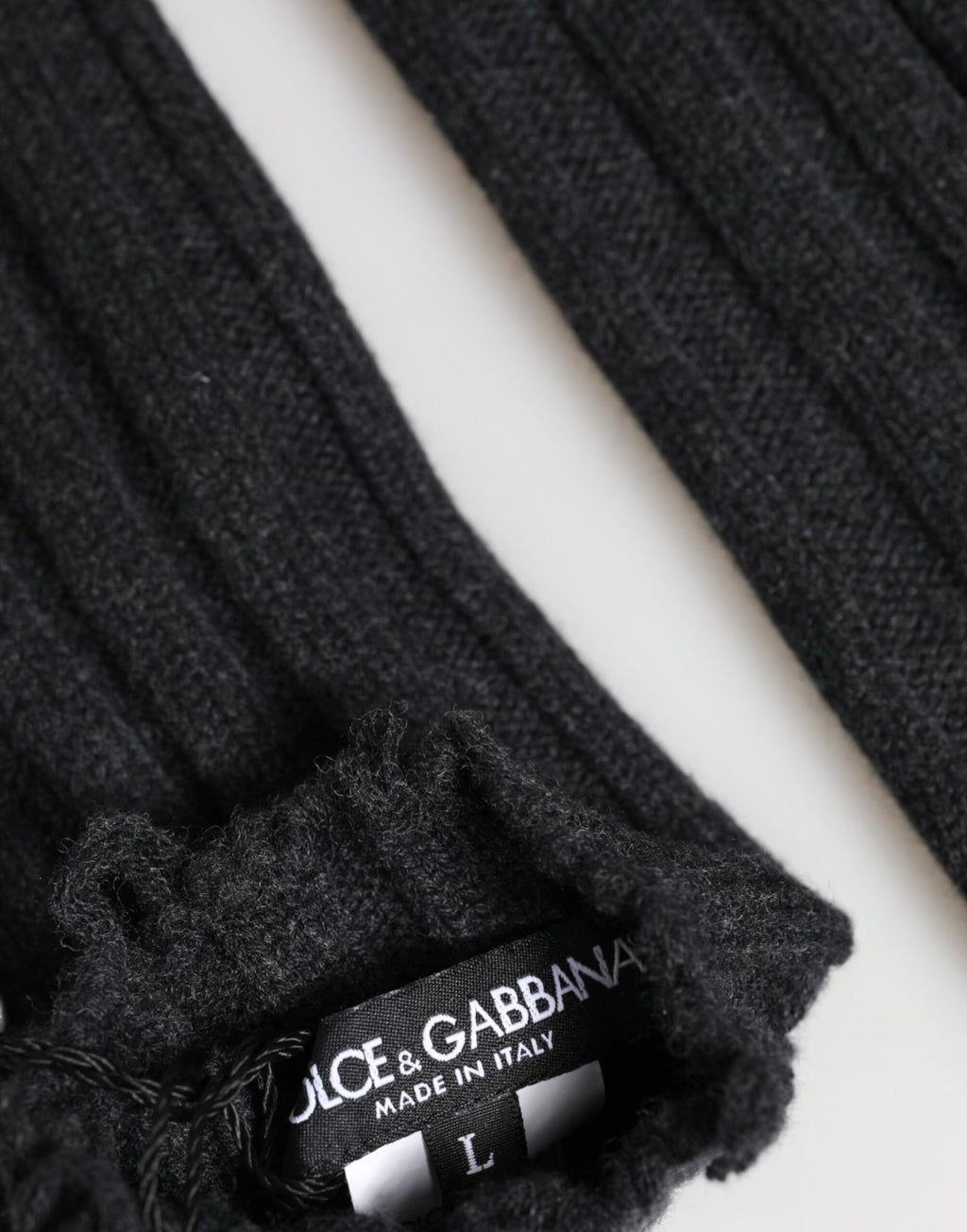 Dolce & Gabbana Dark Gray Virgin Wool Knitted Fingerless Gloves