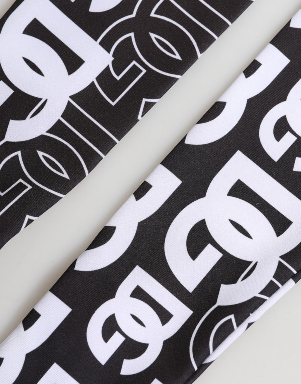 Dolce & Gabbana Black White DG Logo Elbow Length Mitten Gloves
