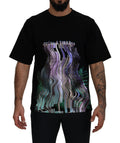 T-shirt en coton noir imprimé de Dolce & Gabbana, col rond, style décontracté et élégant.