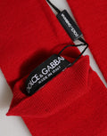 Dolce & Gabbana Red Wool Knitted Fingerless Elbow One Length Gloves