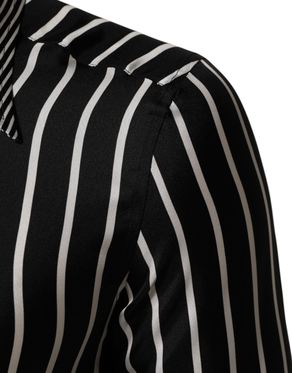Chemise homme Dolce & Gabbana à rayures noires et blanches Martini, style élégant, col classique, tissu en coton.