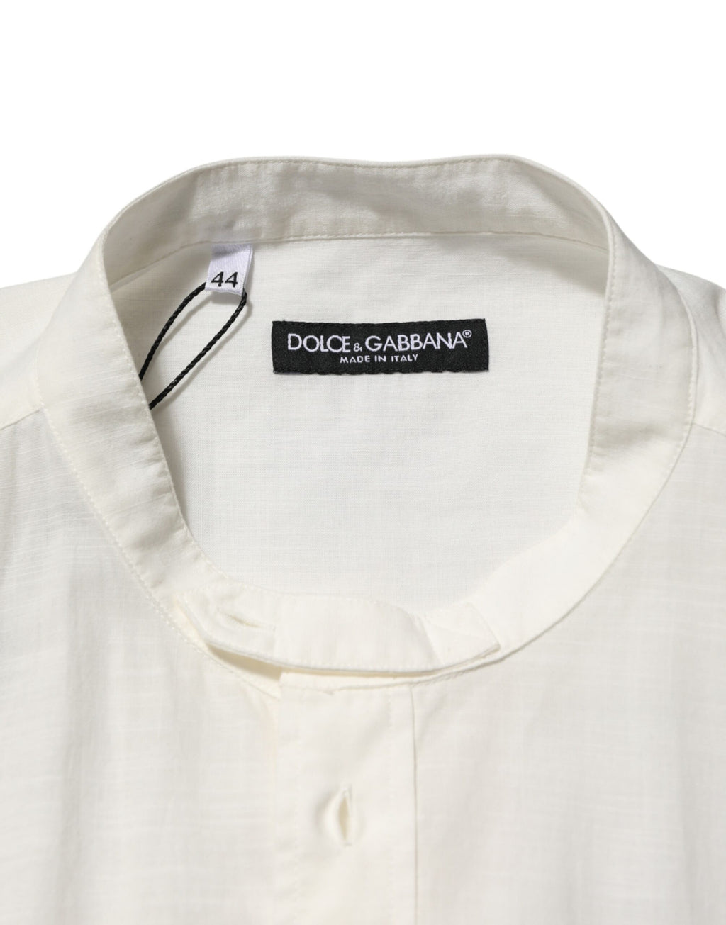 Chemise blanche en coton Dolce & Gabbana avec imprimé floral, boutons avant, tenue élégante et décontractée.
