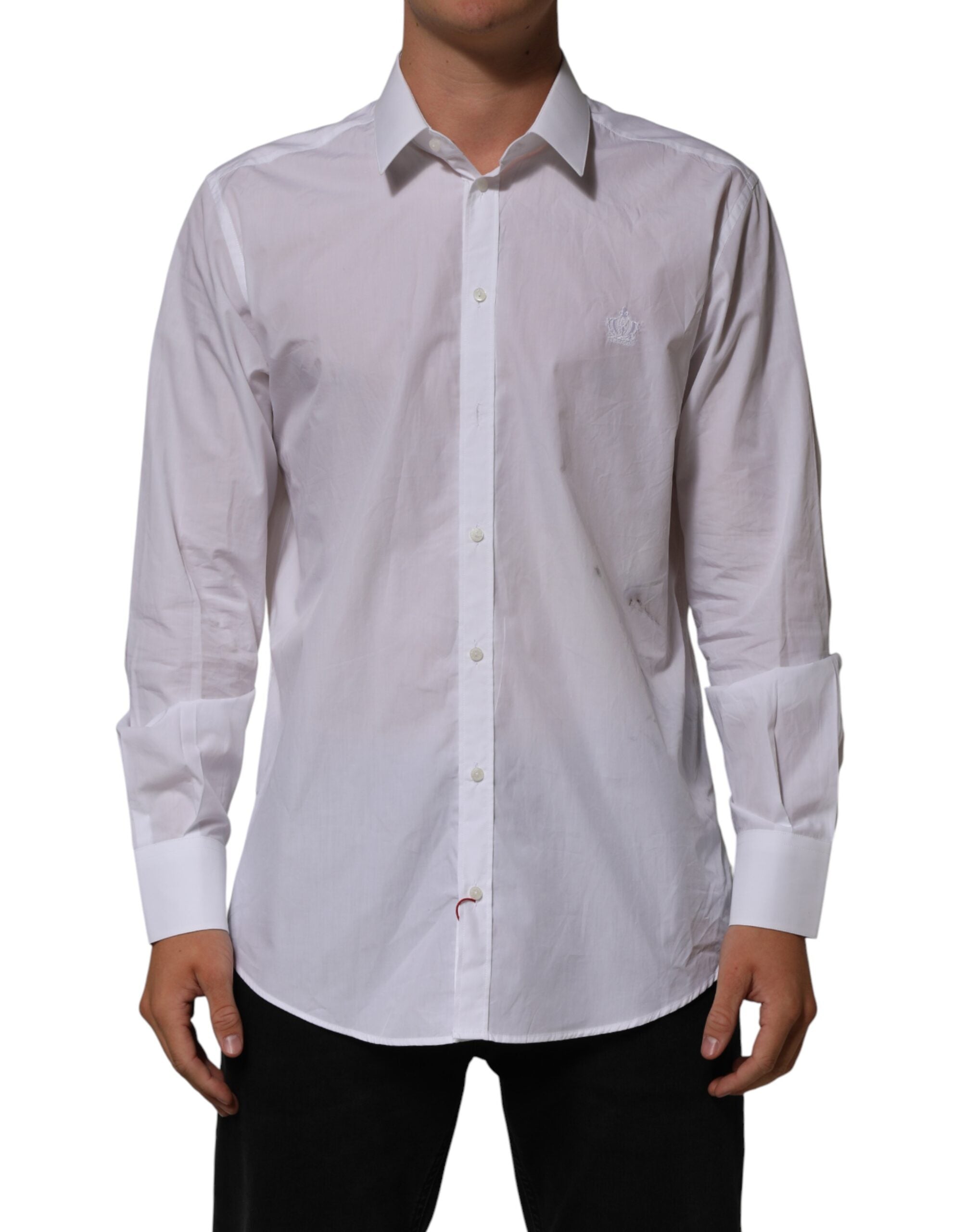 Chemise blanche en coton avec col pour homme Dolce & Gabbana MARTINI, élégante chemise de ville pour homme.