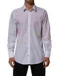 Chemise homme Dolce & Gabbana en coton blanc avec col, style Martini élégante et classique.