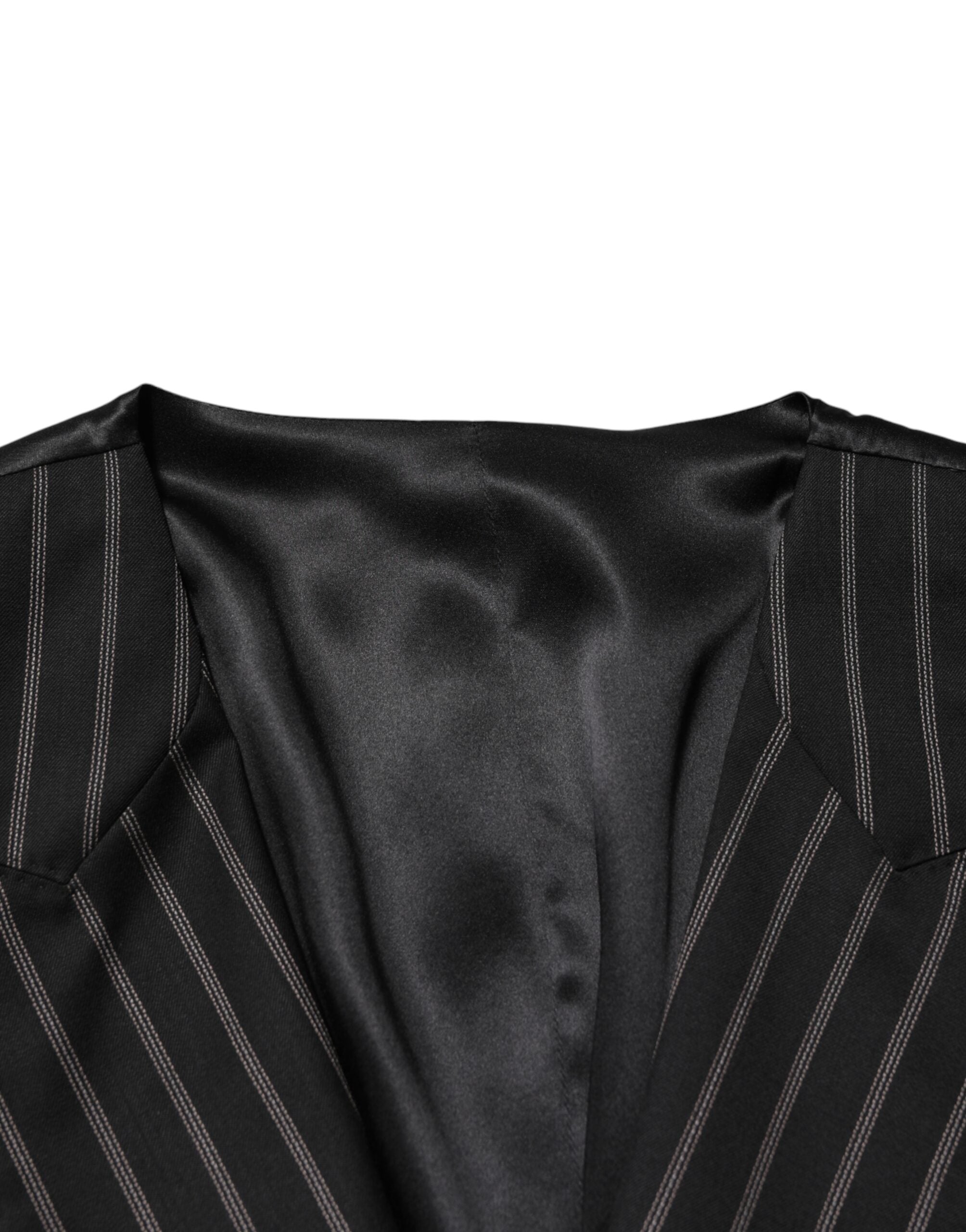 Veste en laine à rayures noires pour homme de Dolce & Gabbana, style veste sans manches élégante et moderne.