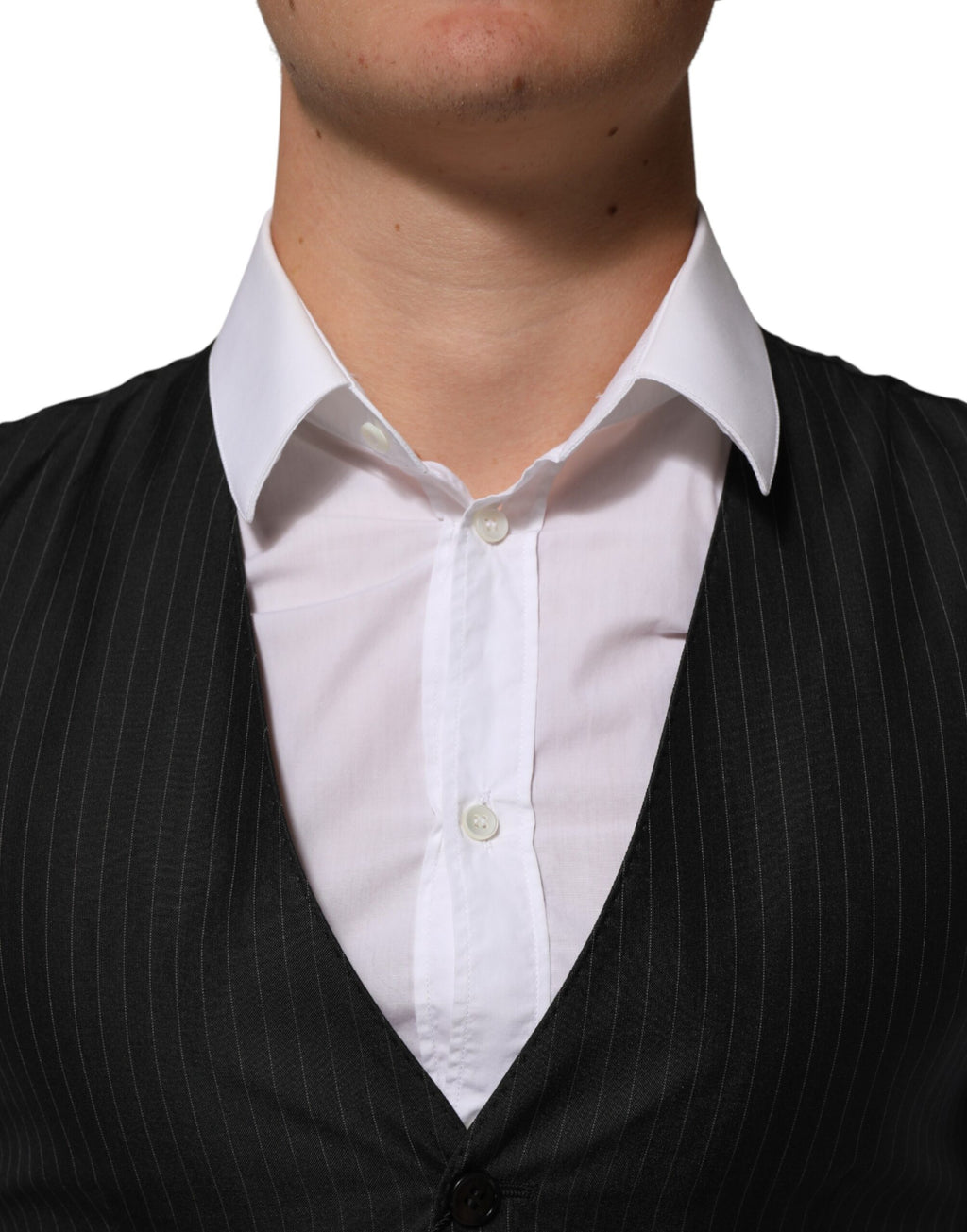 Gilet homme noir en laine formel de la marque Dolce & Gabbana, veste de costume élégante à la mode.