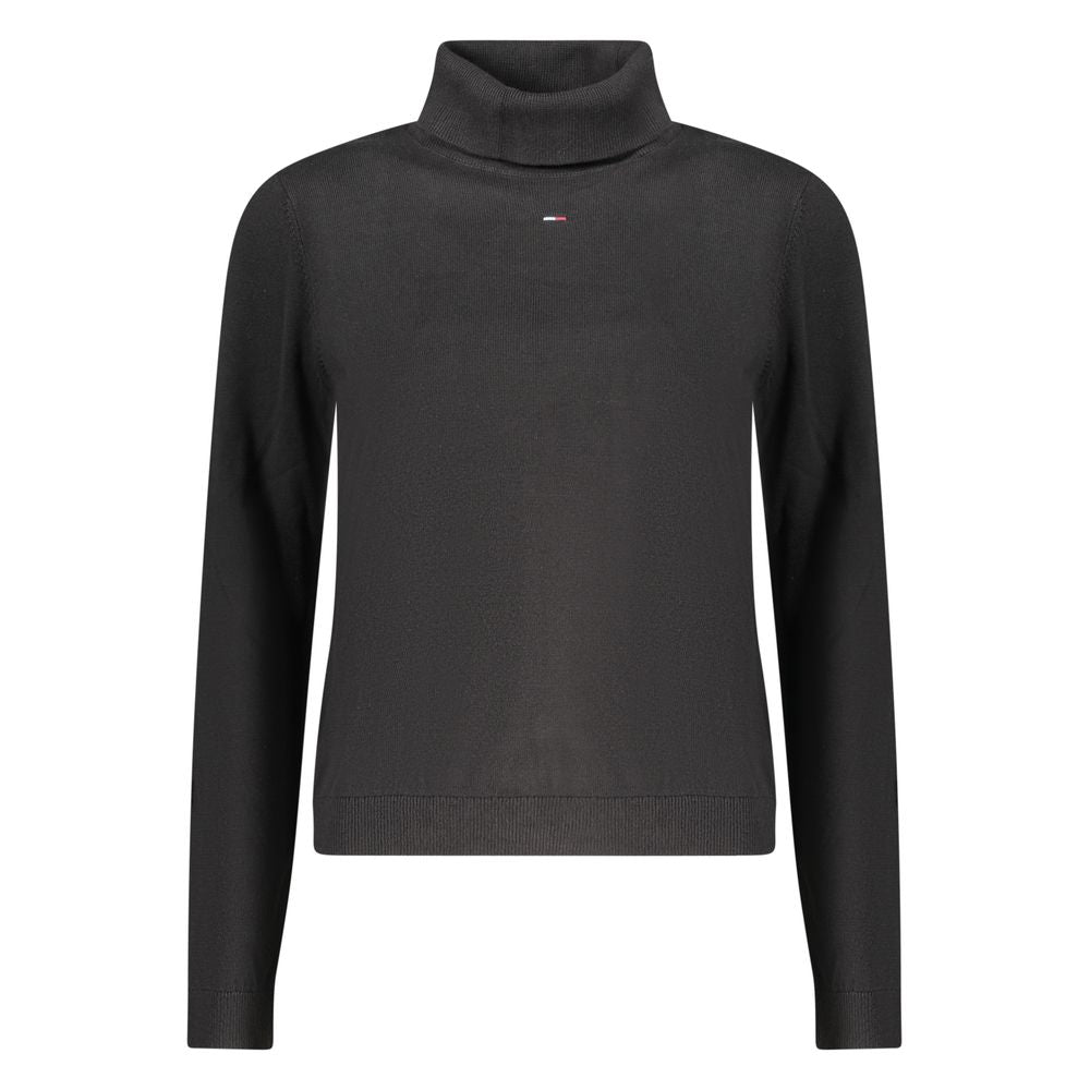 Pull pour femme Tommy Hilfiger en coton noir, doux et confortable, avec logo discret sur le devant.