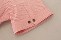Chemise à manches courtes en coton rouge et blanc à rayures de Dolce & Gabbana, vue frontale.