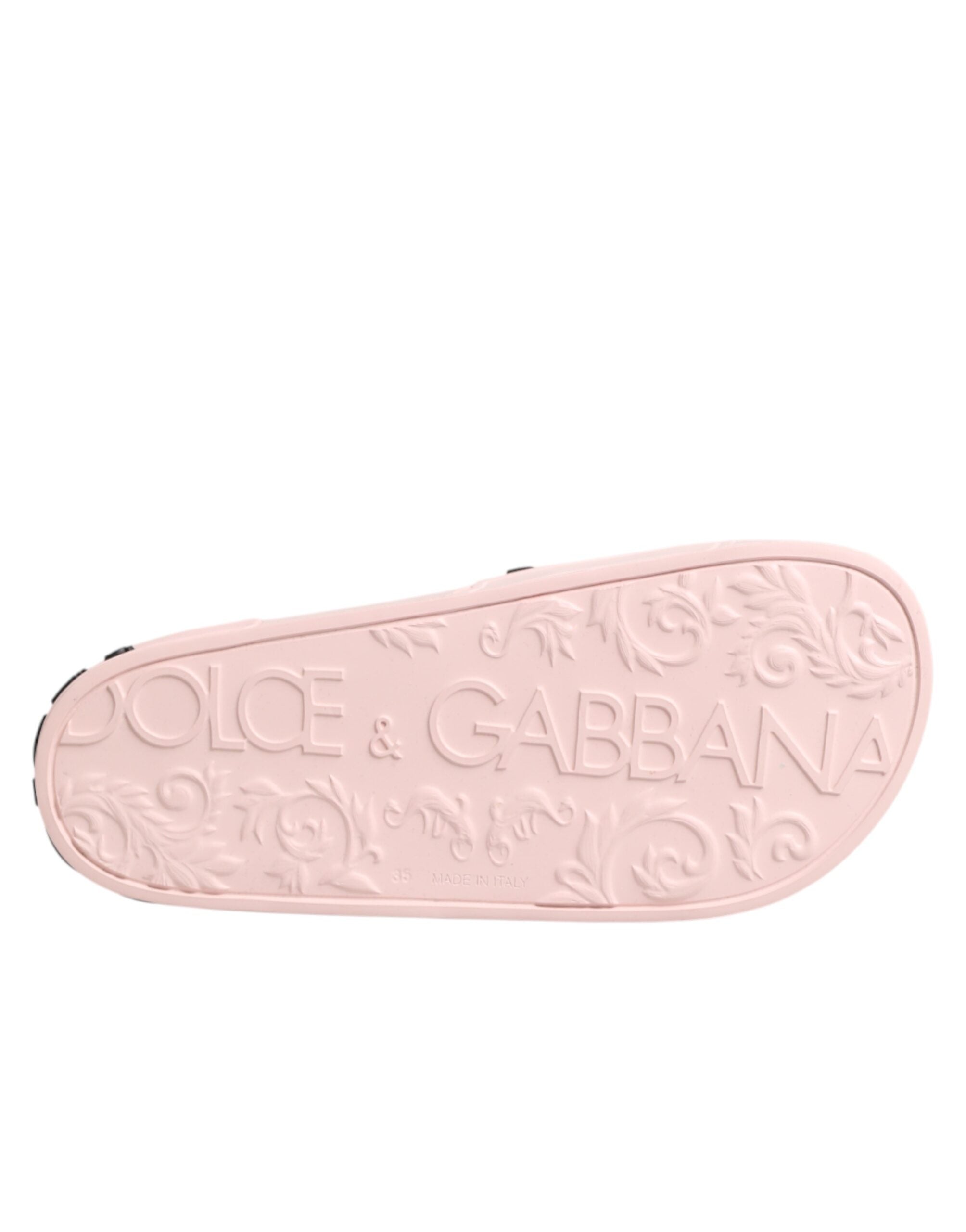 Sandales en caoutchouc rose Dolce & Gabbana, chaussures de plage élégantes avec semelle confortable pour femmes.