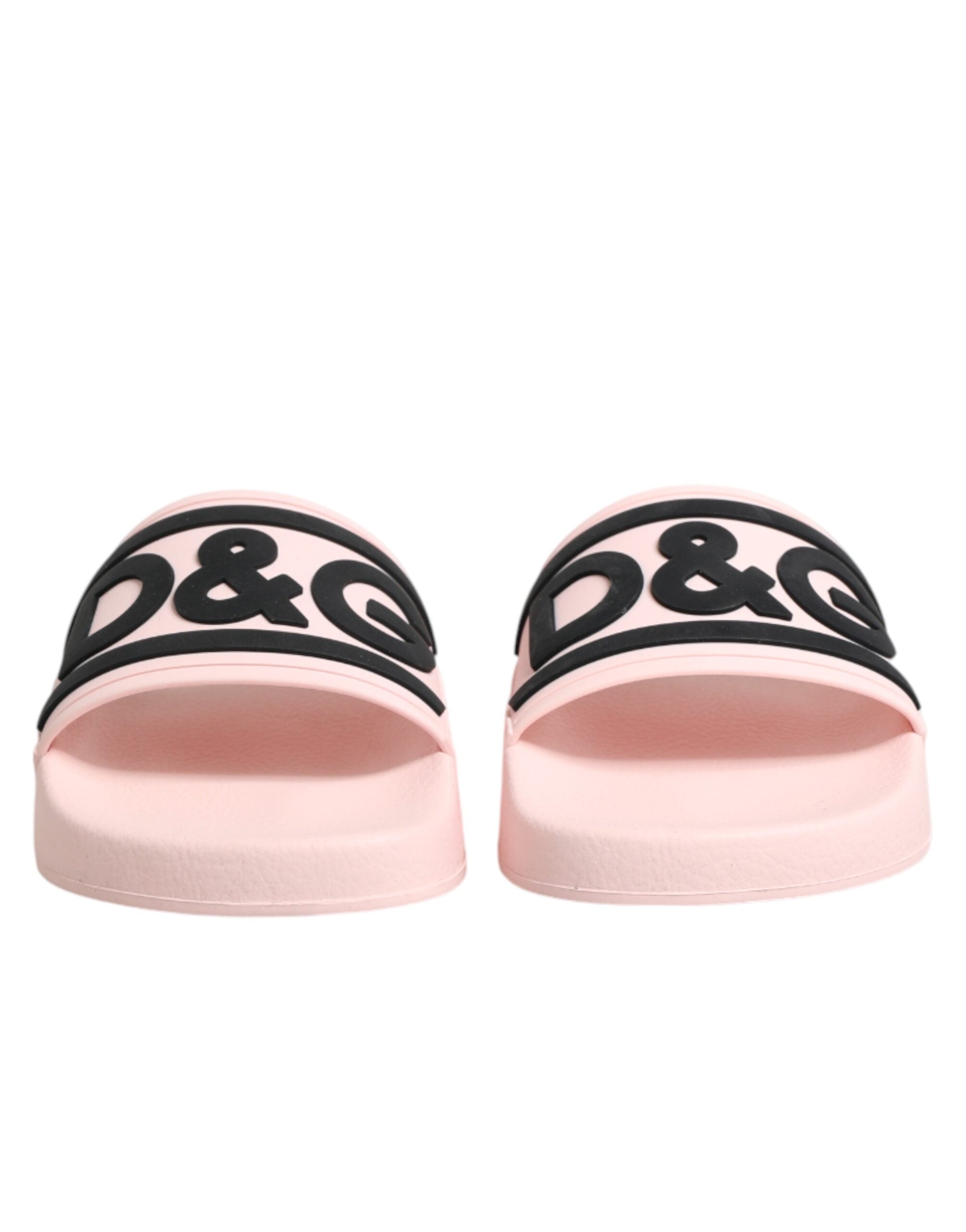 Sandales en caoutchouc rose Dolce & Gabbana, chaussures de plage élégantes avec semelle confortable et design tendance.