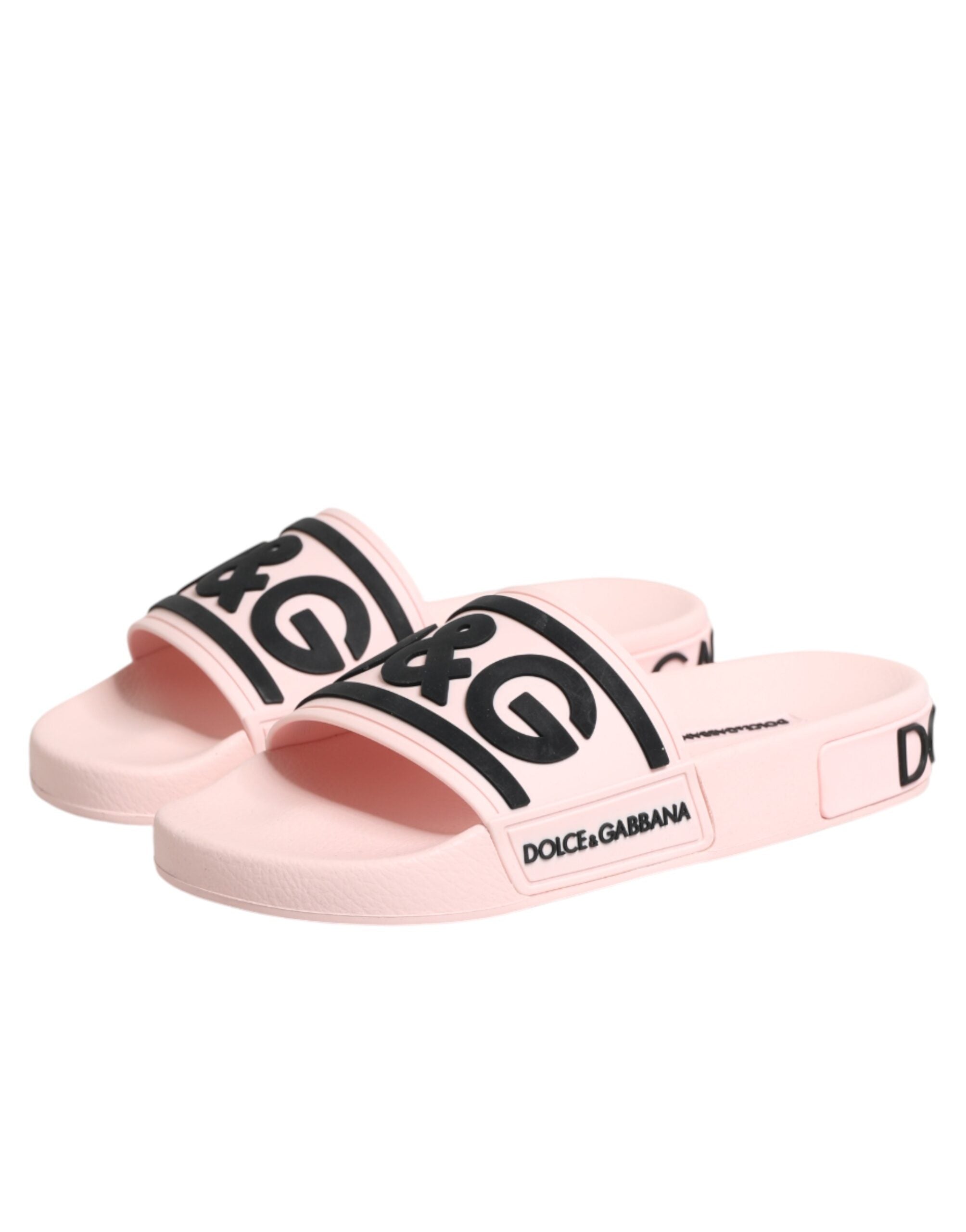 Sandales en caoutchouc rose Dolce & Gabbana pour la plage, chaussures de bain élégantes et confortables.
