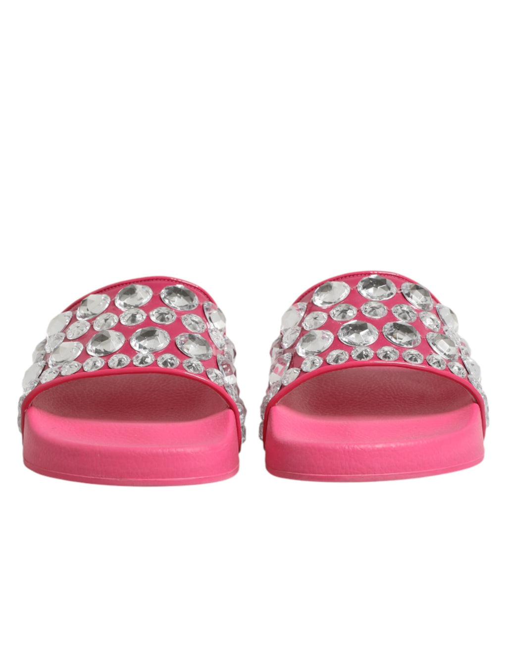 Sandales roses Dolce & Gabbana avec cristaux, chaussures de plage élégantes pour femmes.