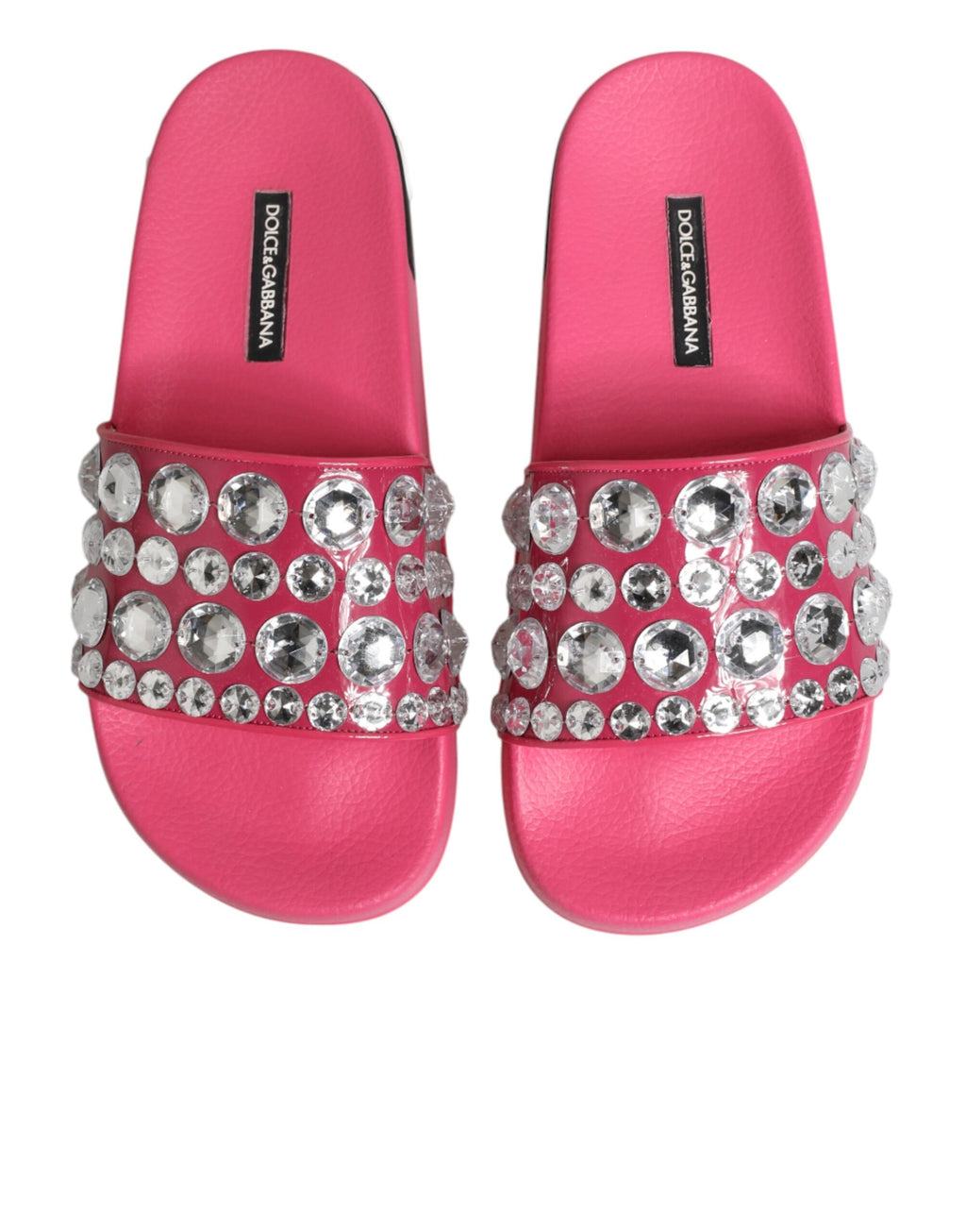 Sandales Dolce & Gabbana roses en cristaux roses, sandales de plage élégantes et confortables, chaussures de style estival.