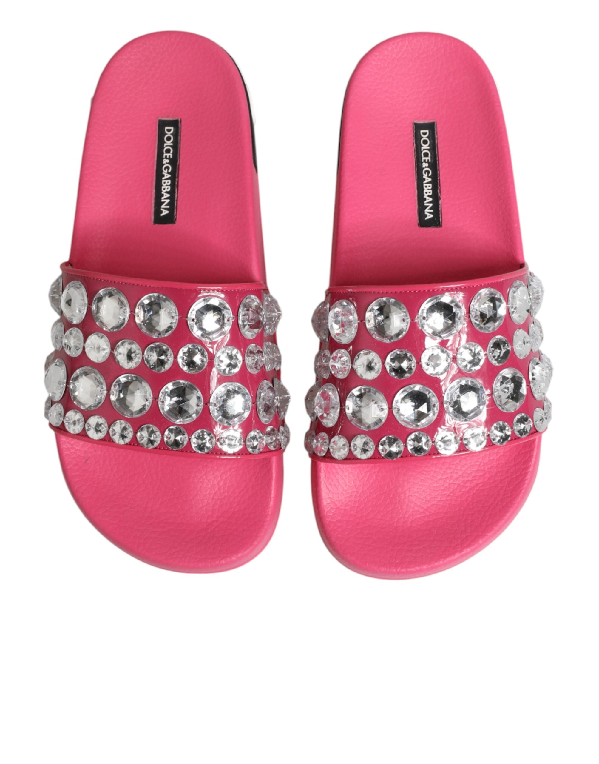 Sandales Dolce & Gabbana roses en cristaux roses, sandales de plage élégantes et confortables, chaussures de style estival.