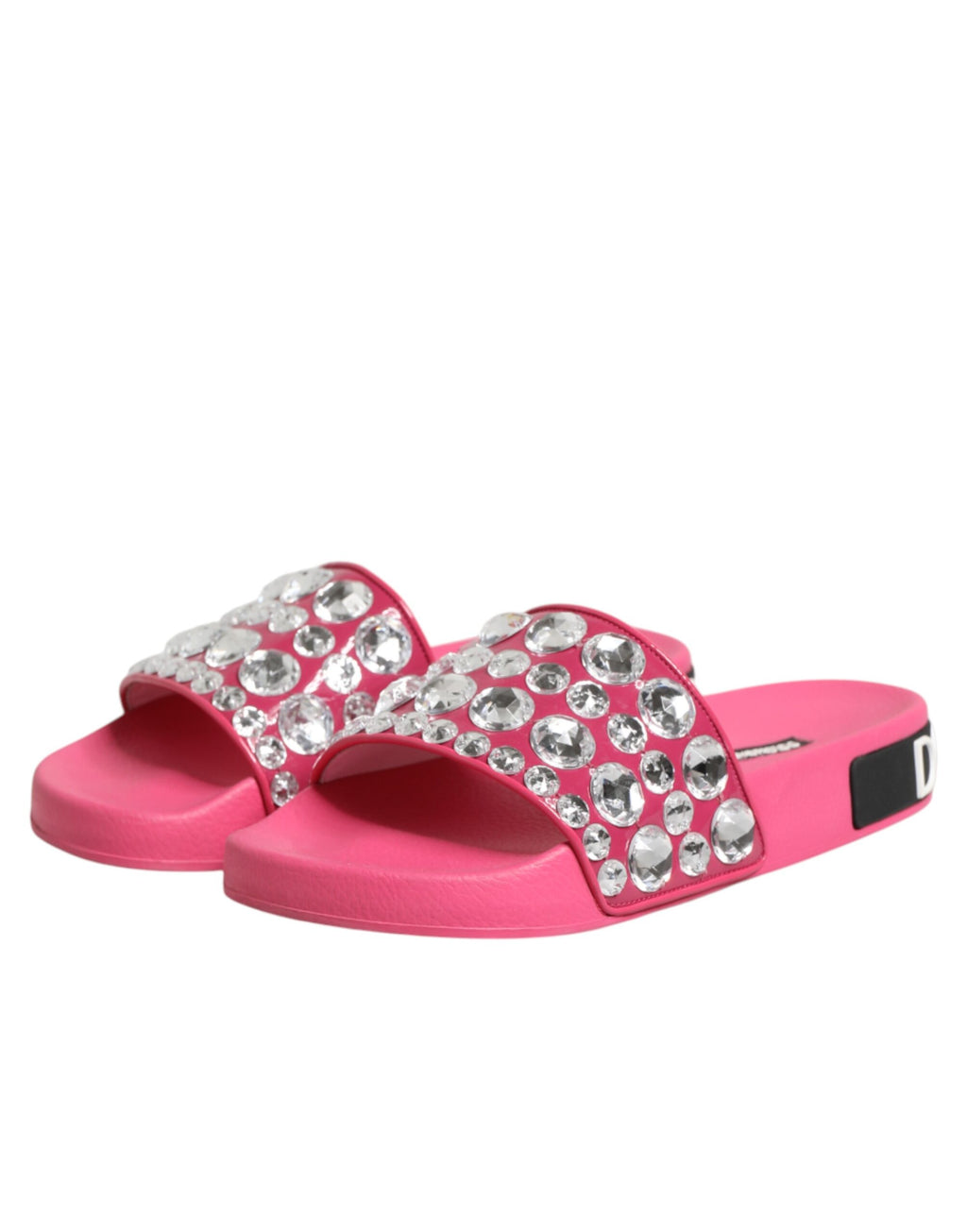 Sandales Dolce & Gabbana à cristaux roses, chaussures d'été pour la plage, style élégant et confortable.