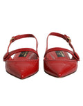 Chaussures Dolce & Gabbana, sandales flats en cuir rouge avec talon arrière, style slingback, pour femme.