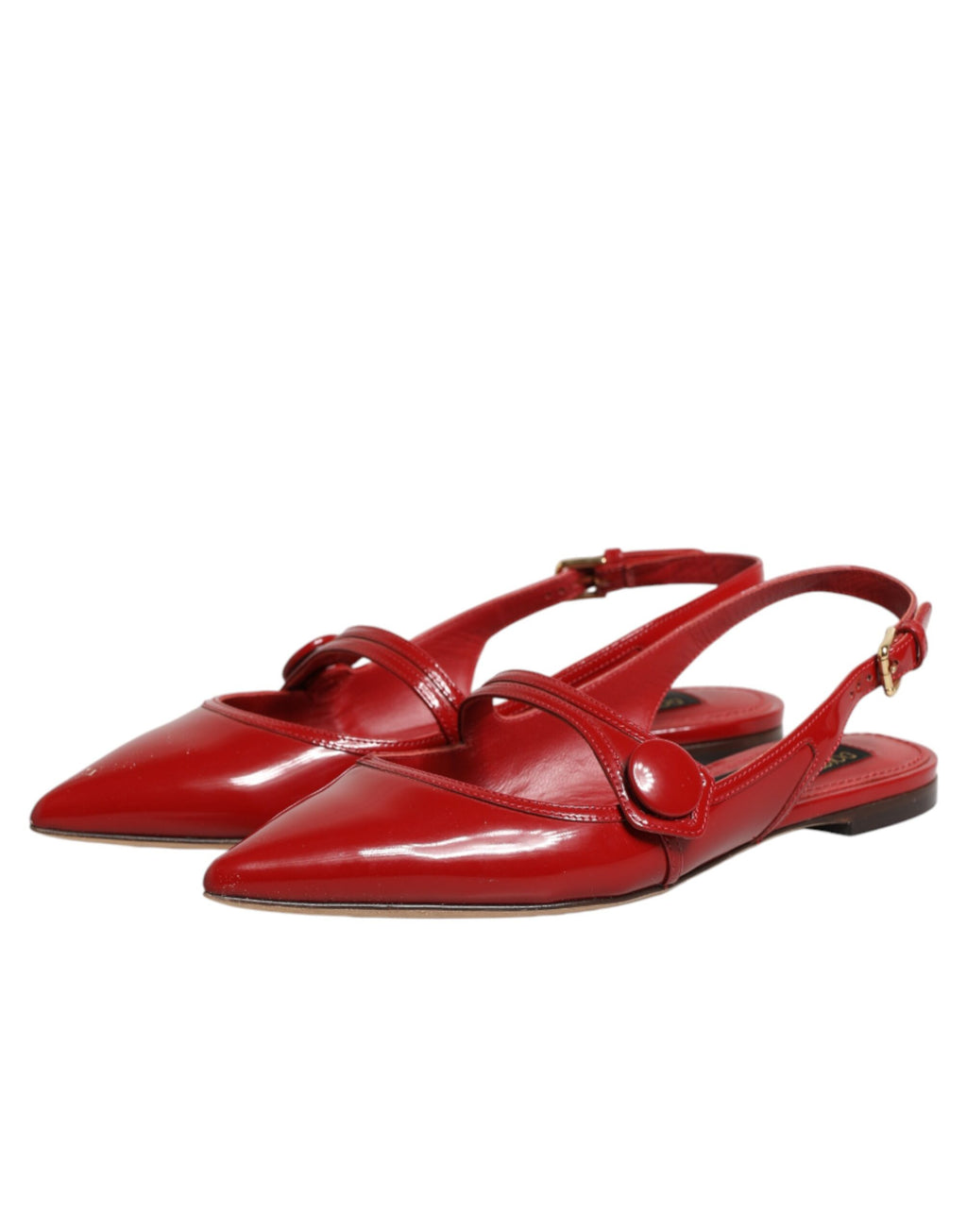 Chaussures Dolce & Gabbana en cuir rouge, sandales à talons bas, slingbacks élégants, pour femmes, vue de face.