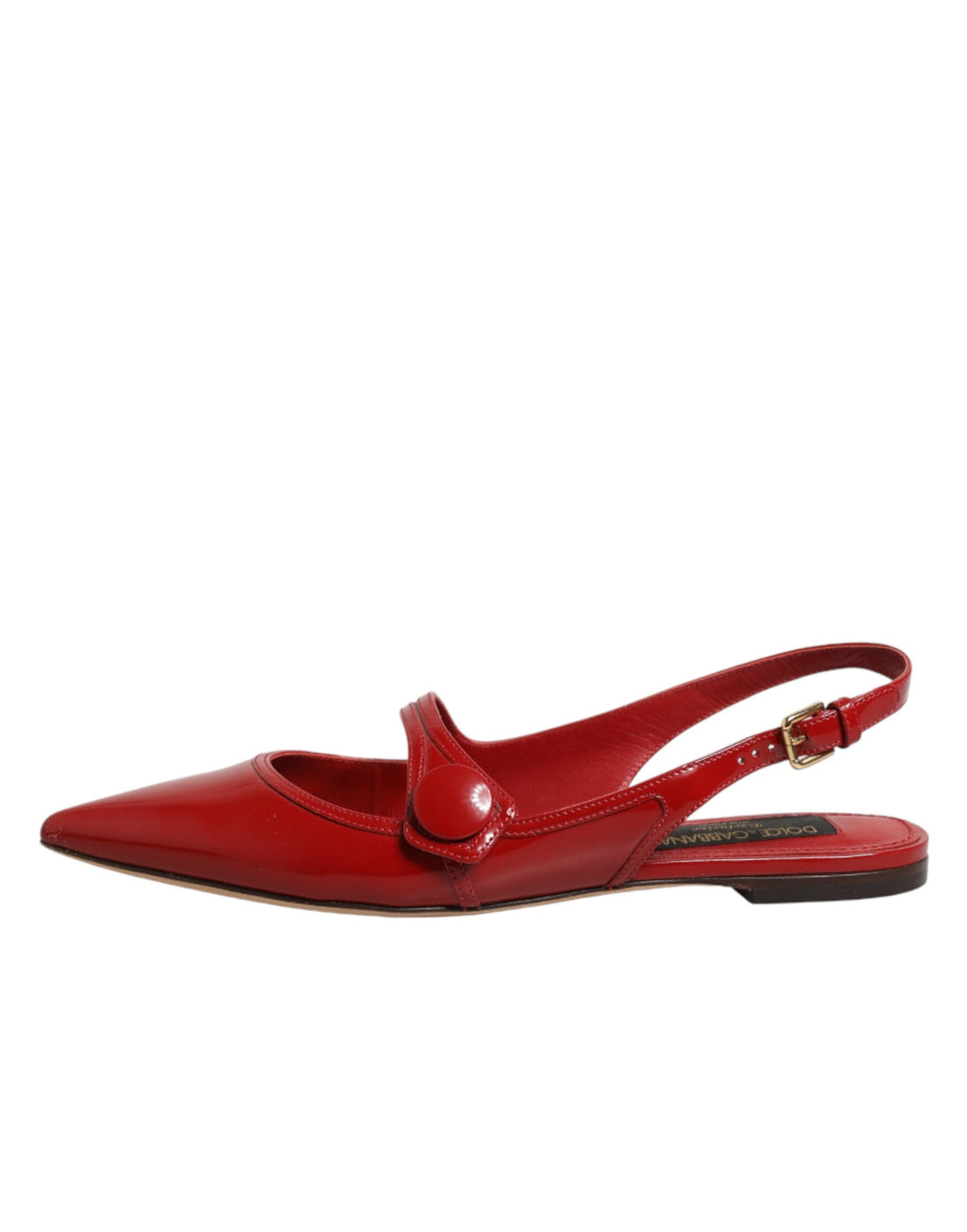 Sandales plates Dolce & Gabbana en cuir rouge, chaussures à talons bas et bride arrière élégante, pour un style sophistiqué.