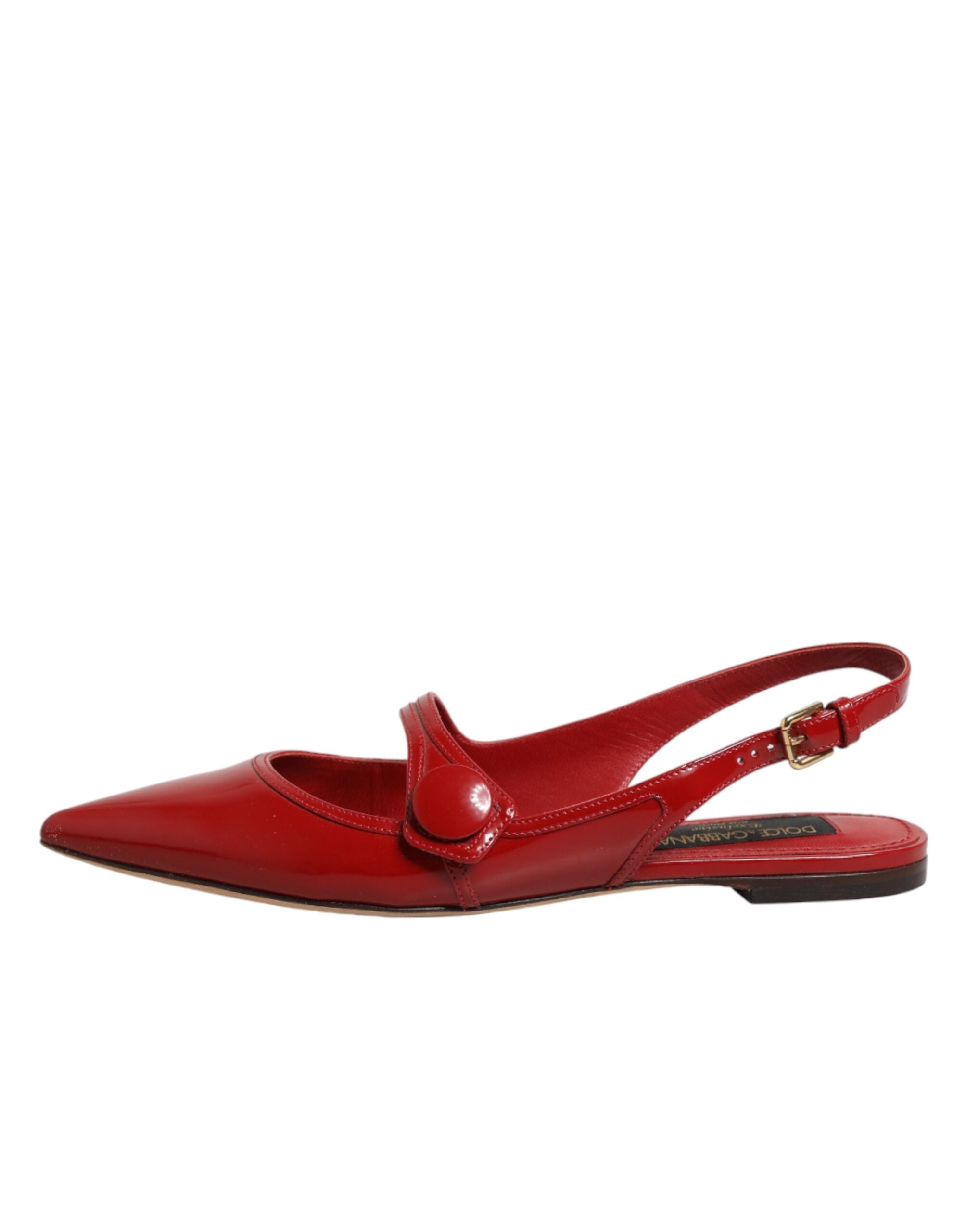 Sandales plates Dolce & Gabbana en cuir rouge, chaussures à talons bas et bride arrière élégante, pour un style sophistiqué.
