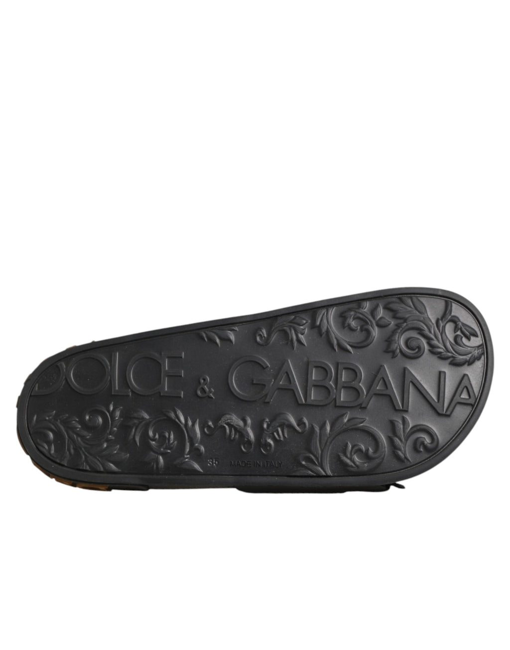 Sandales en cuir matelassé noir Dolce & Gabbana Devotion, chaussures élégantes avec design en relief.