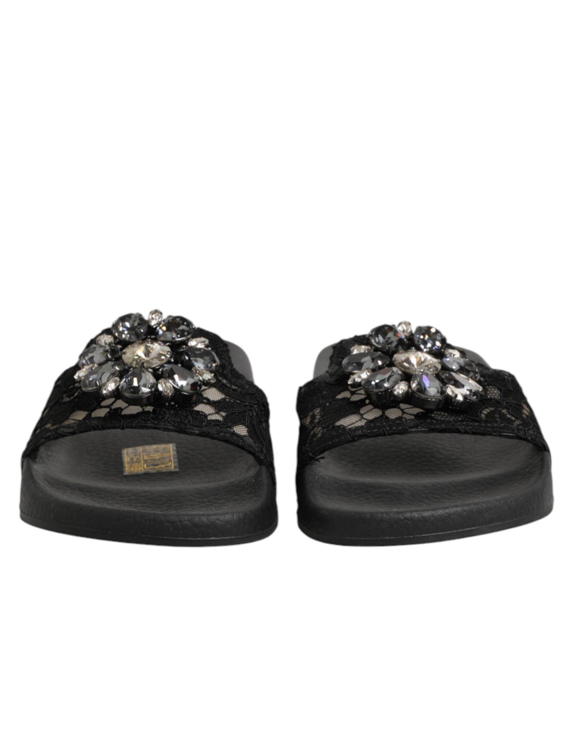 Chaussures Dolce & Gabbana Devotion en cuir matelassé noir, sandales élégantes avec bride large et finition sophistiquée.