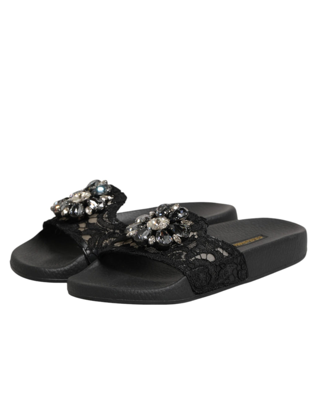 Chaussures Dolce & Gabbana Devotion en cuir matelassé noir, sandales élégantes pour femme.