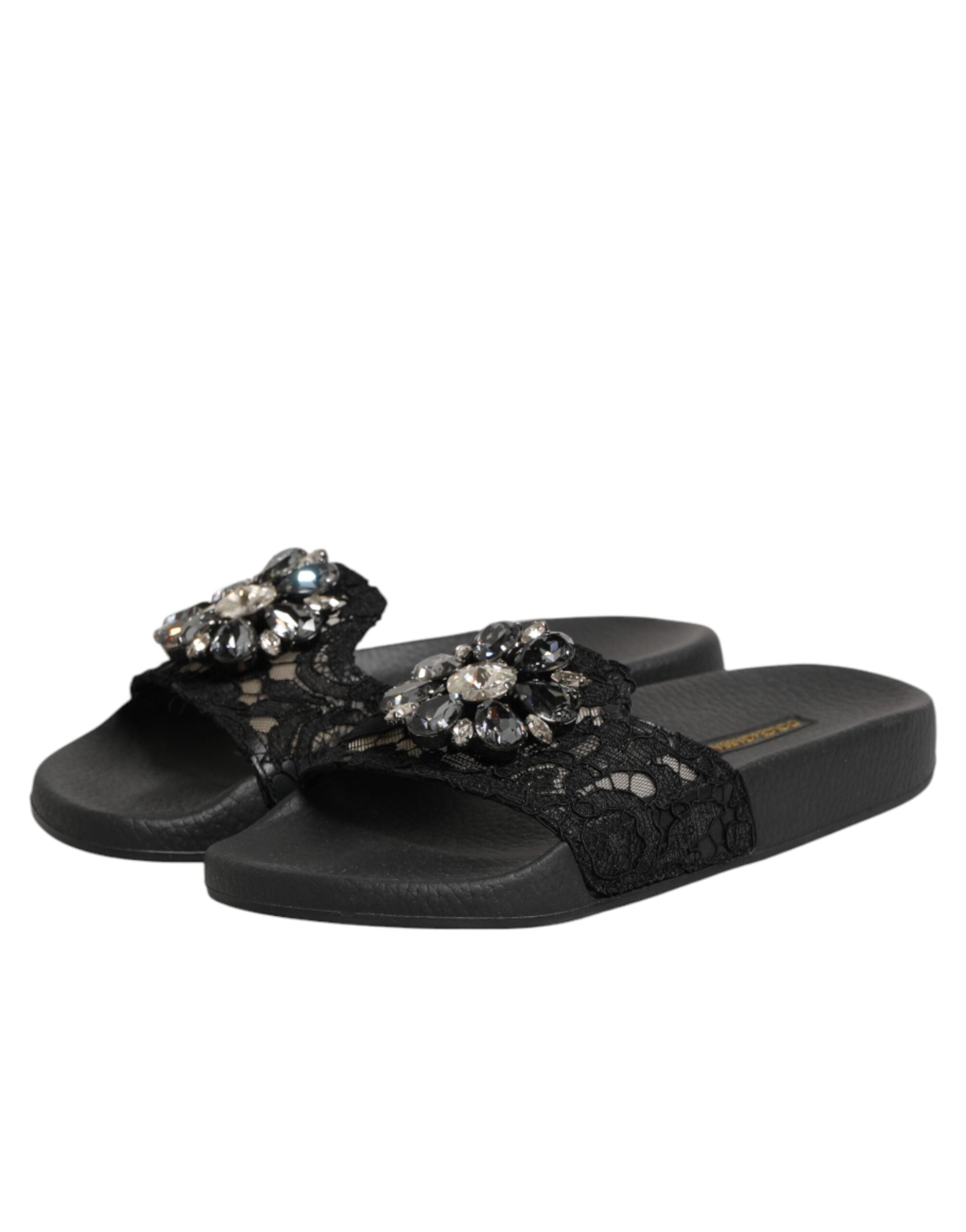 Chaussures Dolce & Gabbana Devotion en cuir matelassé noir, sandales élégantes pour femme.