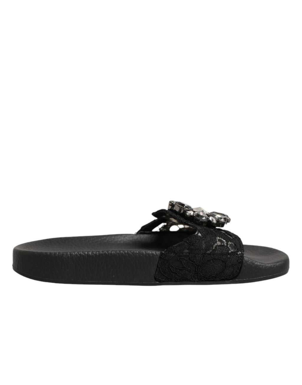 Sandales Dolce & Gabbana Devotion en cuir matelassé noir, avec design élégant et détails sophistiqués visibles sur l’image.