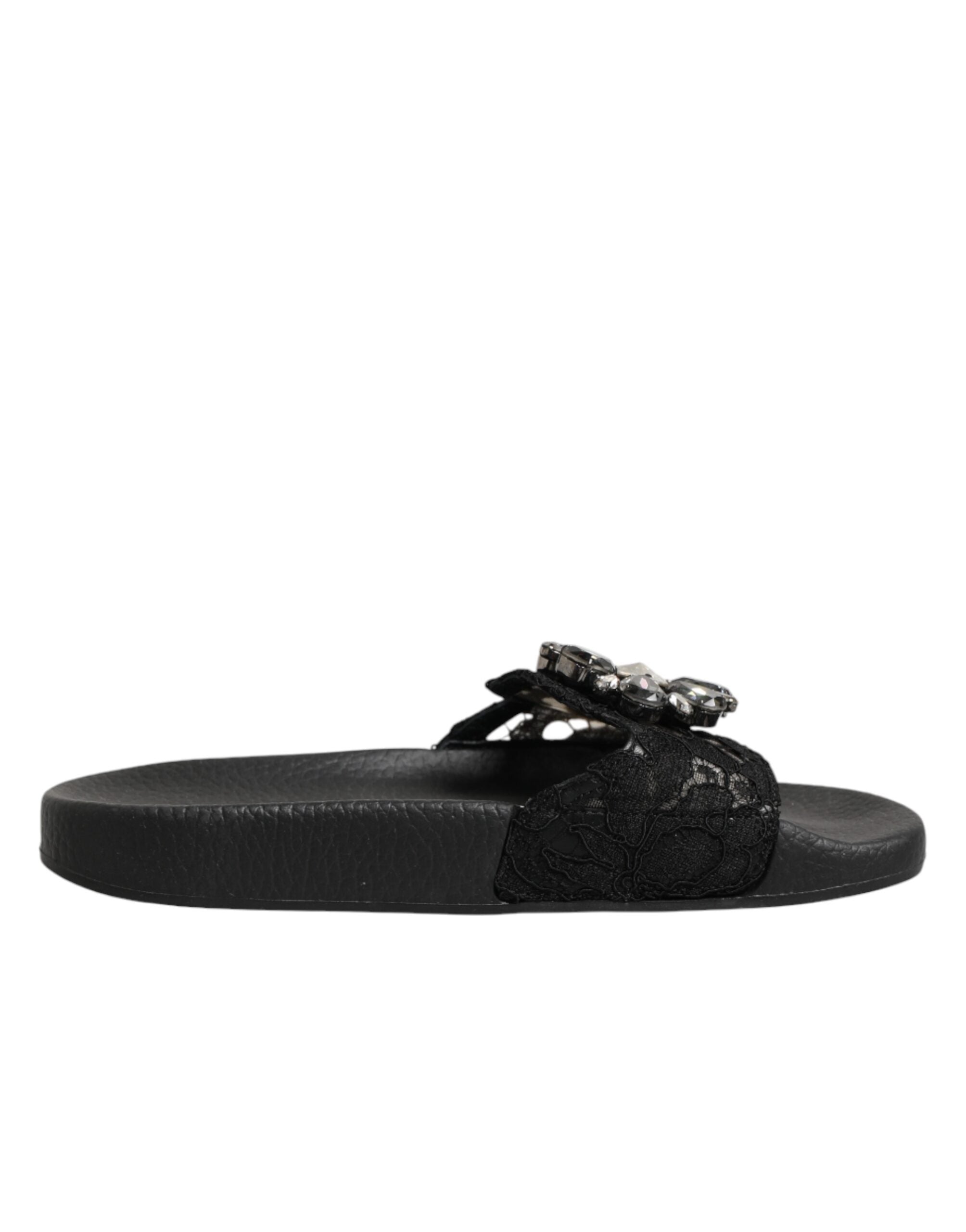 Sandales Dolce & Gabbana Devotion en cuir matelassé noir, avec design élégant et détails sophistiqués visibles sur l’image.