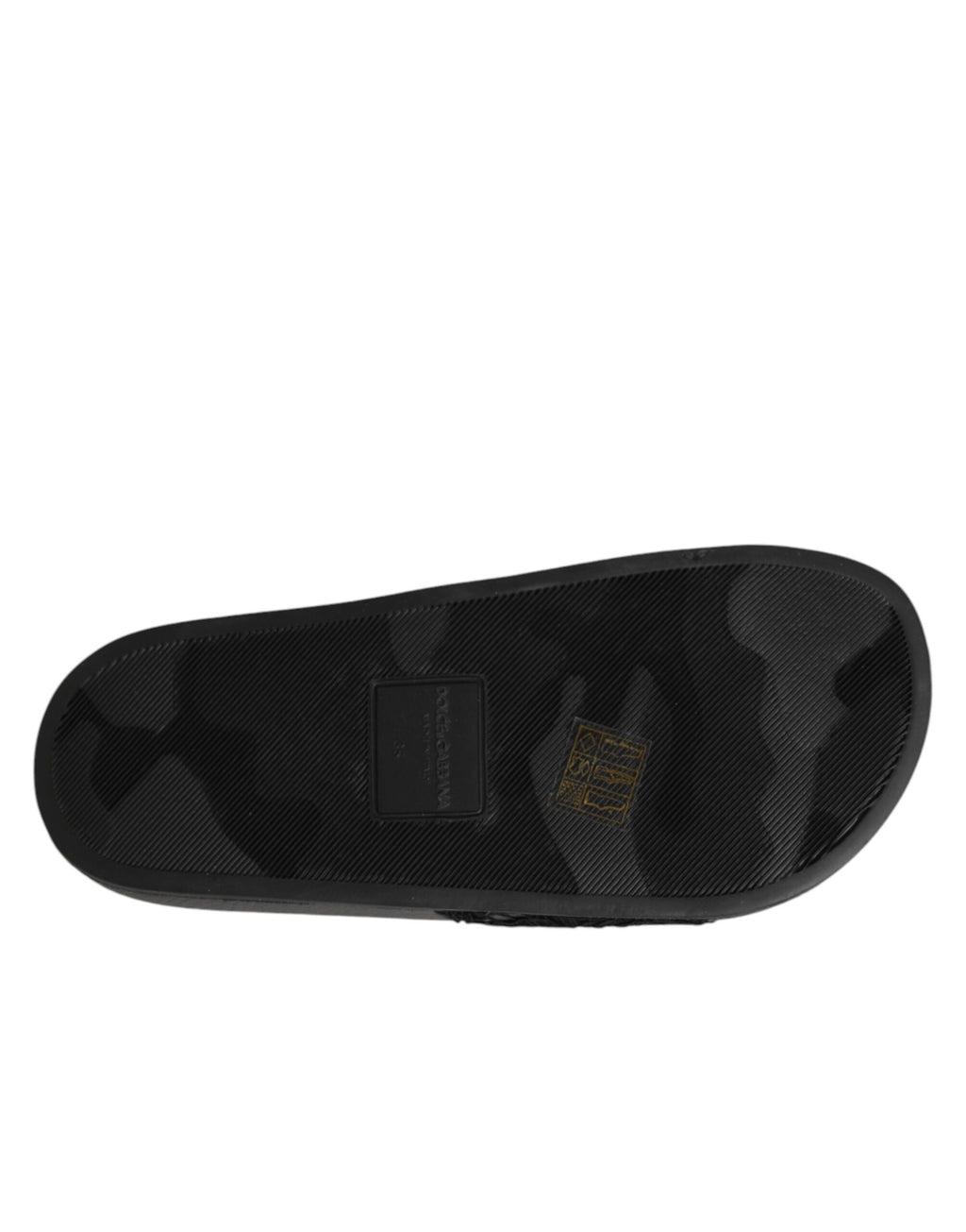 Sandales en cuir matelassé noir Dolce & Gabbana Devotion, chaussures élégantes avec design sophistiqué et confort.