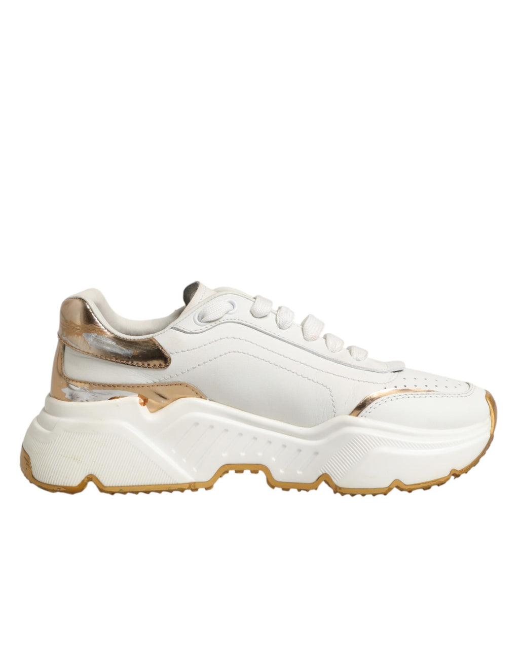 Chaussures sneakers basses Dolce & Gabbana Daymaster en or blanc, chaussures de sport élégantes et modernes pour homme