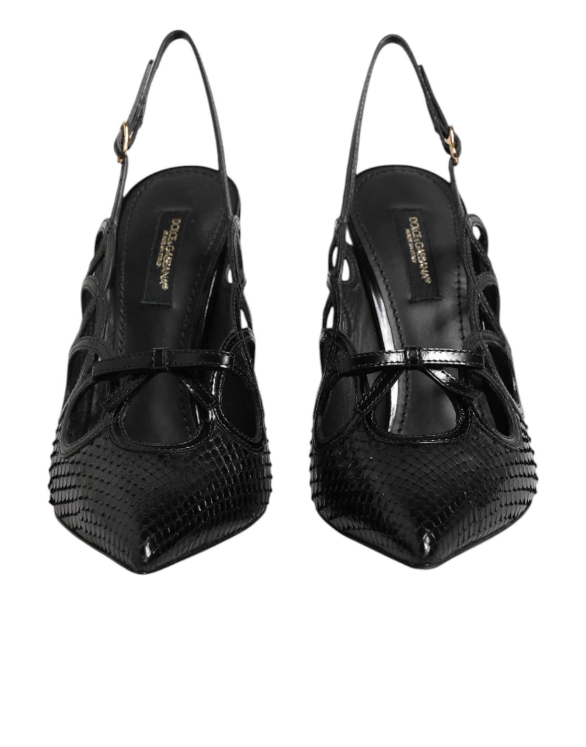 Chaussures à talons en cuir Dolce & Gabbana, escarpins slingback élégants avec talons hauts et design sophistiqué.