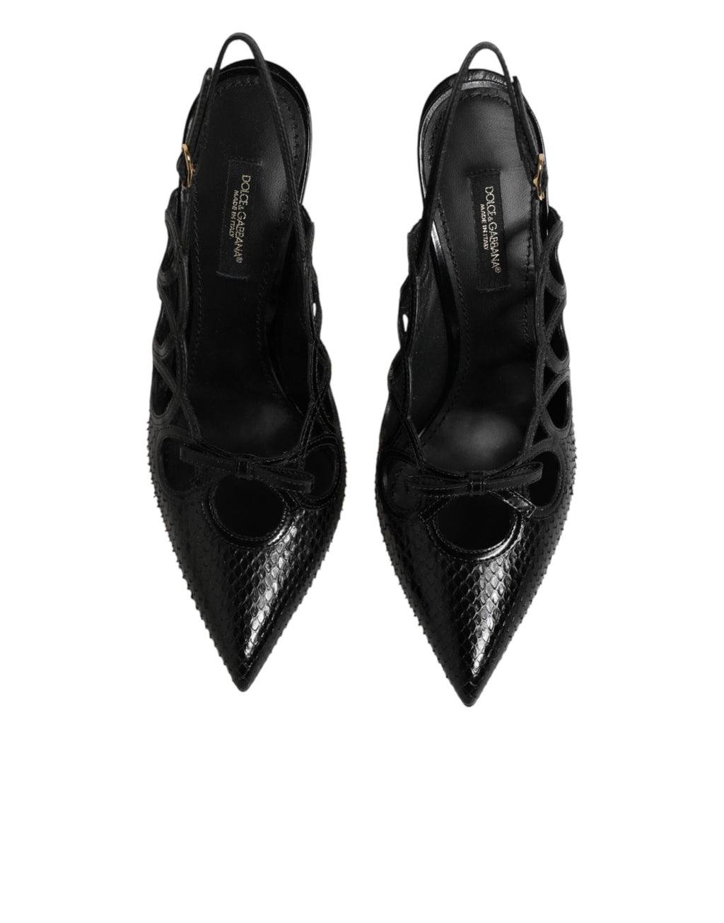 Chaussures à talons en cuir Dolce & Gabbana, escarpins slingback élégants avec design sophistiqué visible en image.