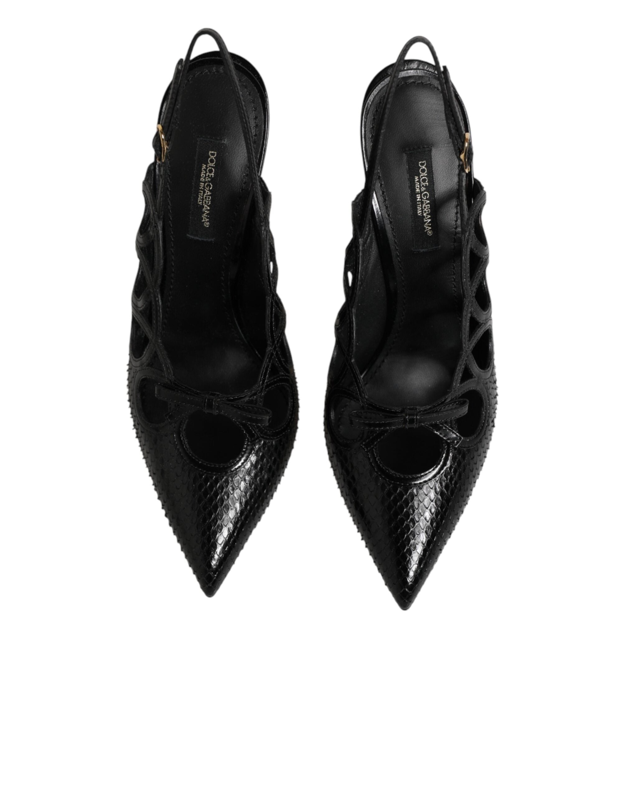Chaussures à talons en cuir Dolce & Gabbana, escarpins slingback élégants avec design sophistiqué visible en image.