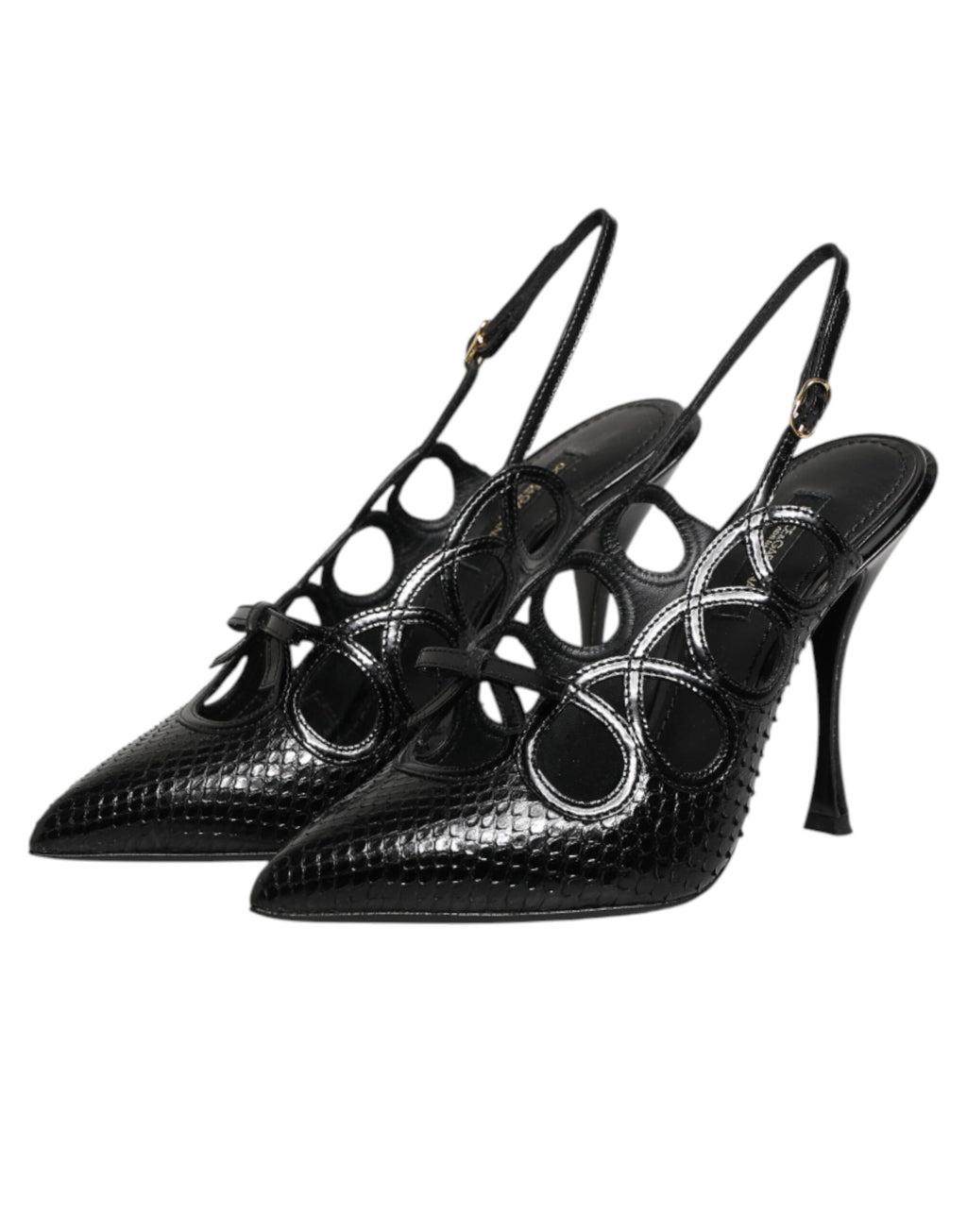 Chaussures à talons en cuir Dolce & Gabbana, escarpins à talons hauts avec bride arrière, élégantes et sophistiquées.
