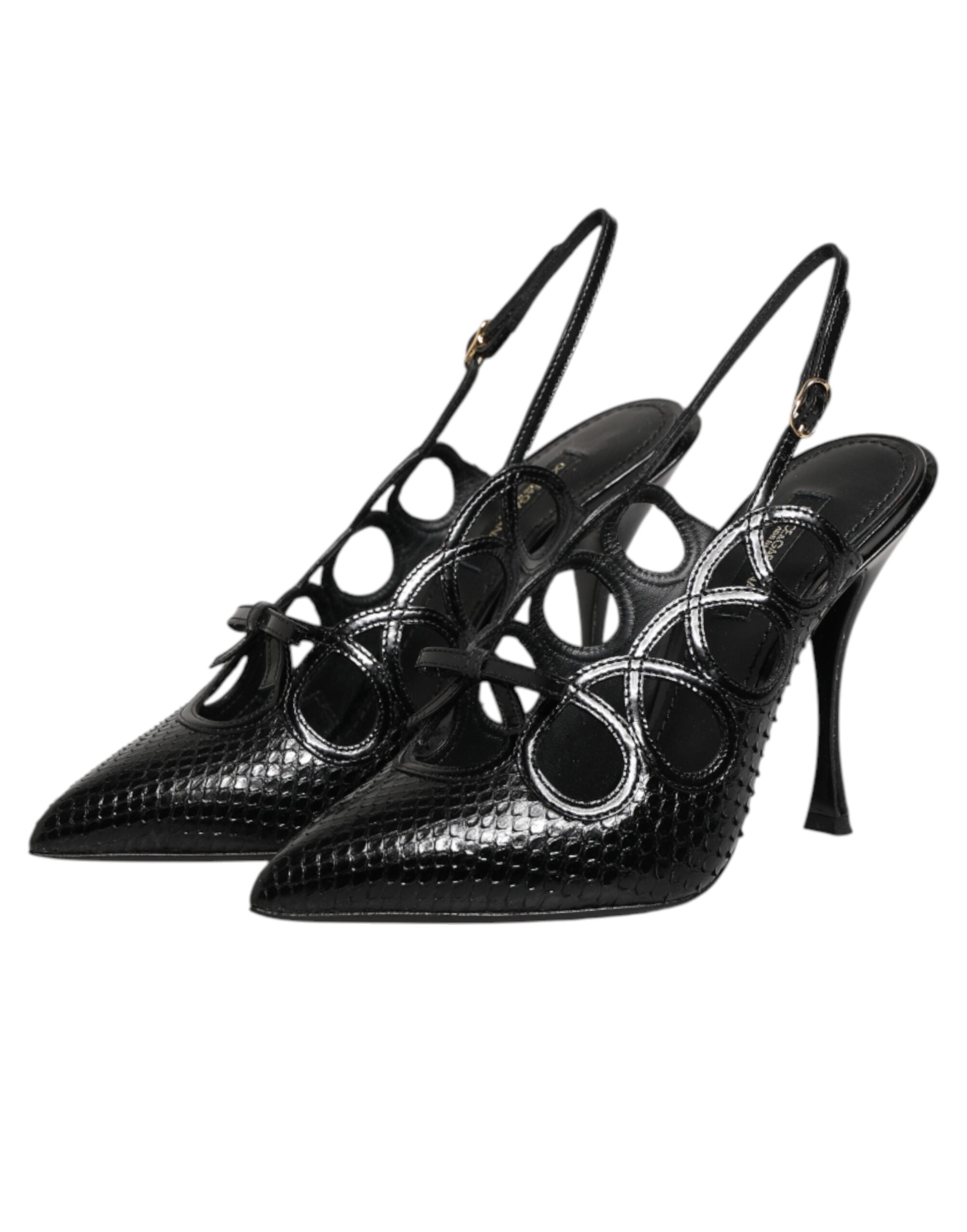 Chaussures à talons en cuir Dolce & Gabbana, escarpins à talons hauts avec bride arrière, élégantes et sophistiquées.