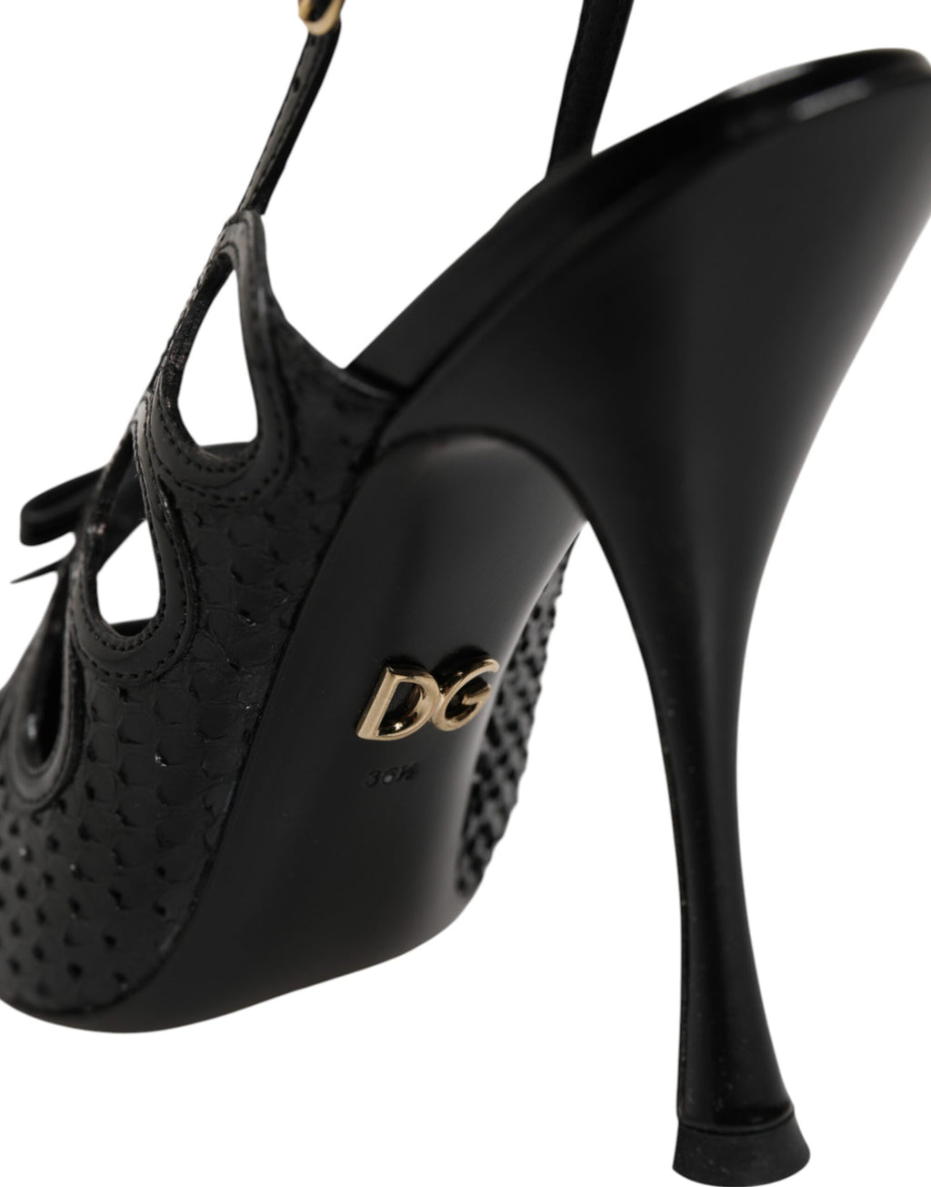 Chaussures à talons en cuir Dolce & Gabbana, escarpins à talons hauts en slingback avec finition élégante.