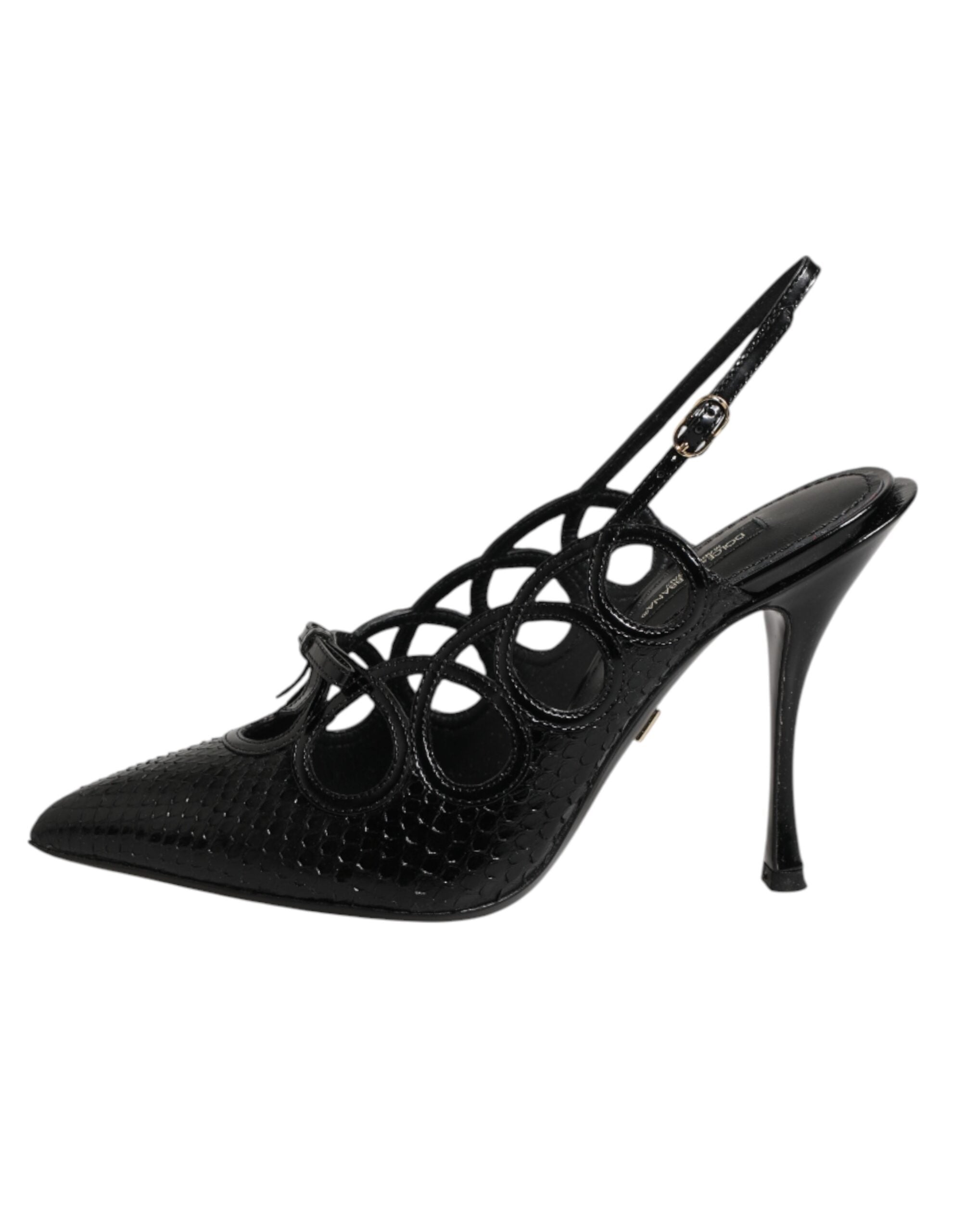 Chaussures à talons en cuir Dolce & Gabbana, escarpins slingback élégants avec talons hauts et design sophistiqué.