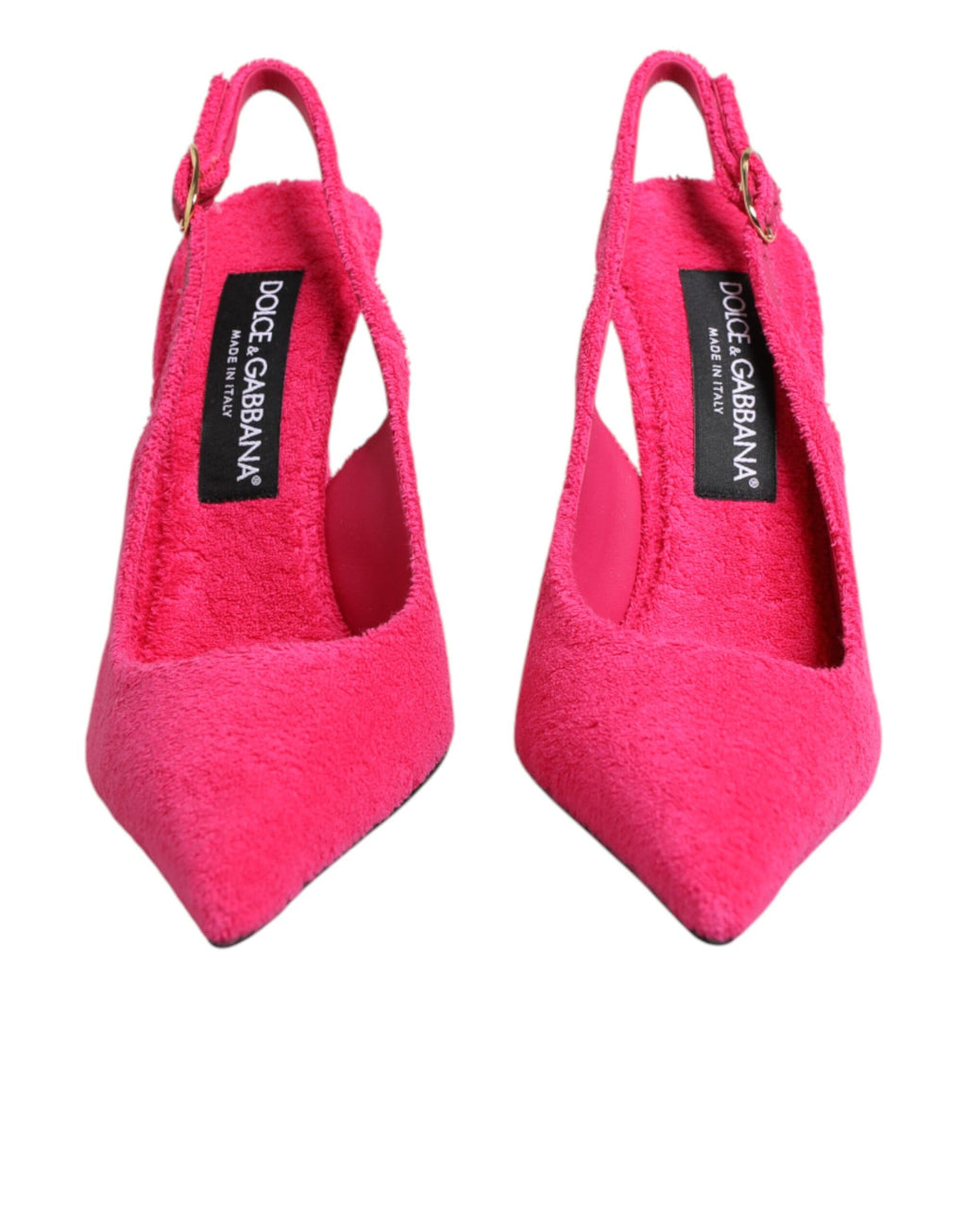 Chaussures à talons haut Dolce & Gabbana, sandales slingback en velours rose avec semelle en terry.