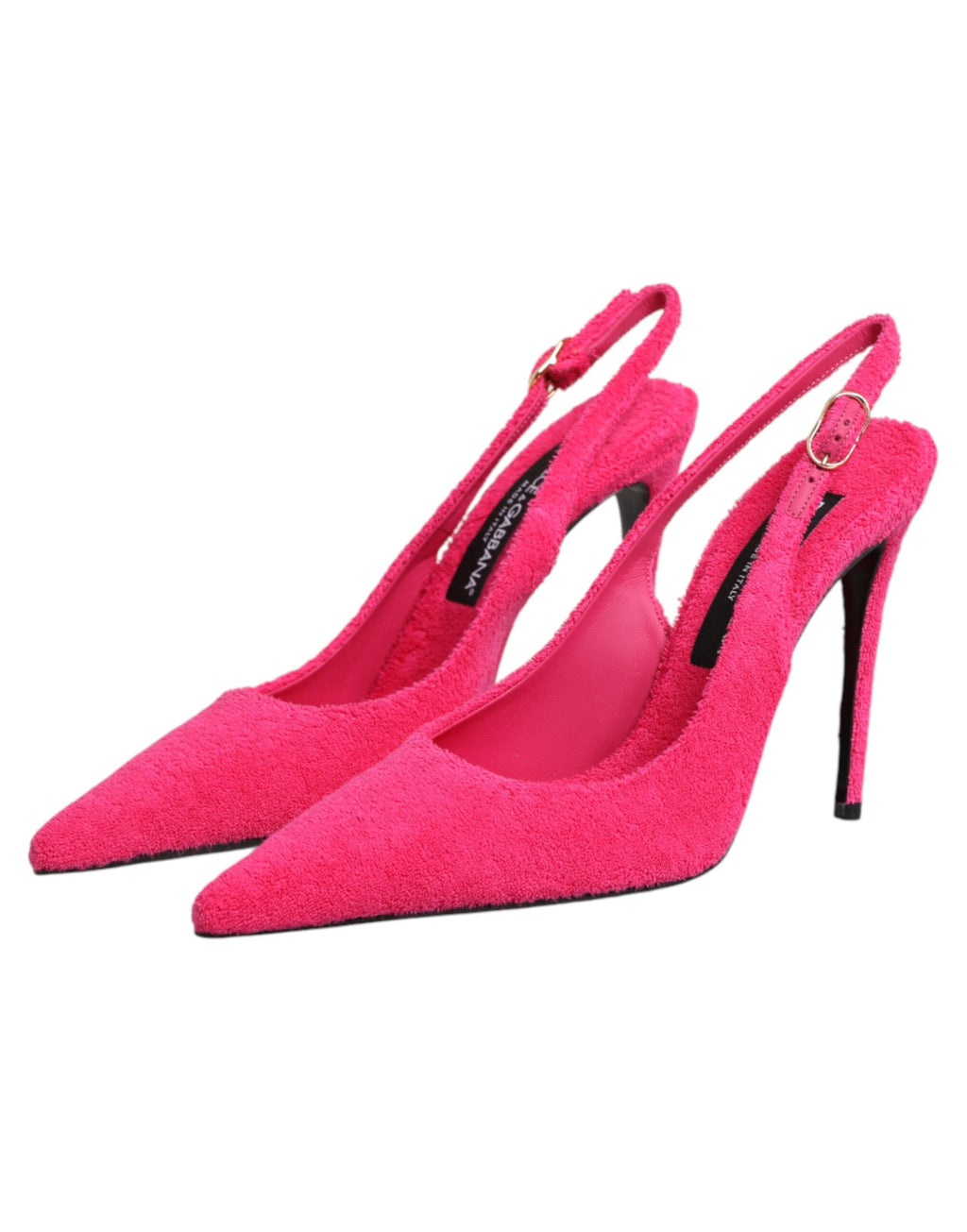 Escarpins Dolce & Gabbana en velours de coton rose avec bride arrière et talons hauts élégants.