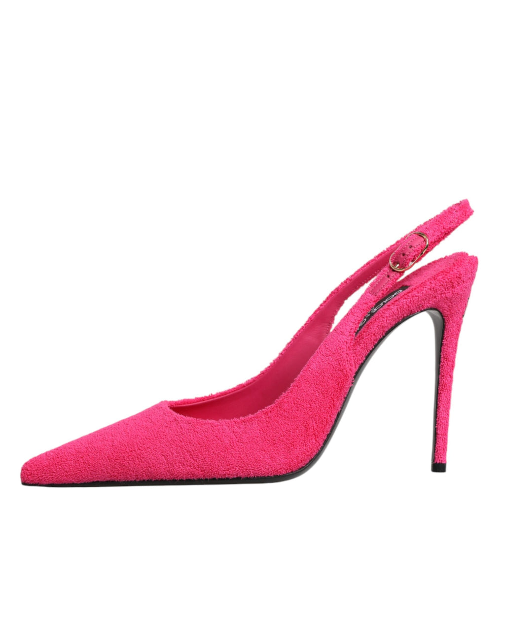 Chaussures à talons hauts Dolce & Gabbana en coton rose, slingbacks élégants et confortables, vue de côté.