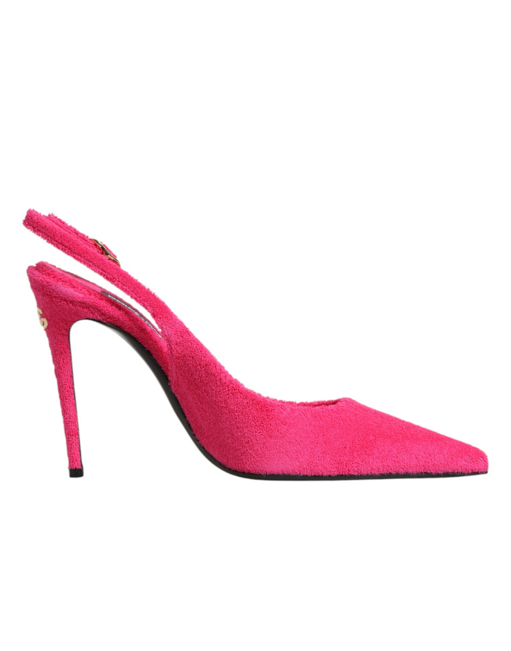 Chaussures à talons Dolce & Gabbana en éponge rose, chaussures à talons haut et bride arrière, style élégant et sophistiqué.