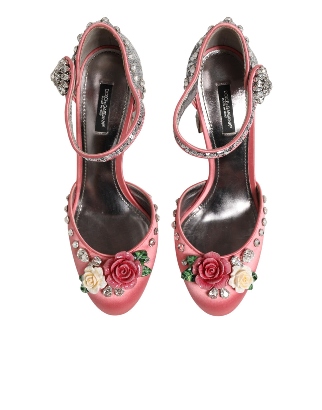 Sandales à talons Dolce & Gabbana roses avec bride à la cheville et sequins roses, chaussures élégantes pour femmes.