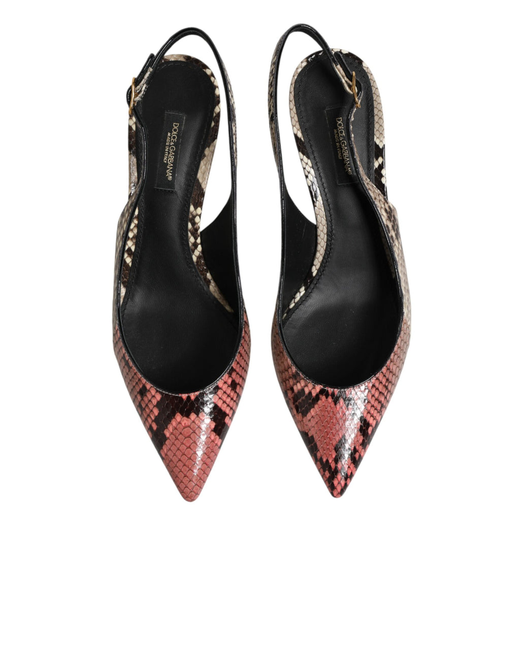 Chaussures à talons Dolce & Gabbana en cuir multicolore, sandales à talon slingback élégantes, vue de face