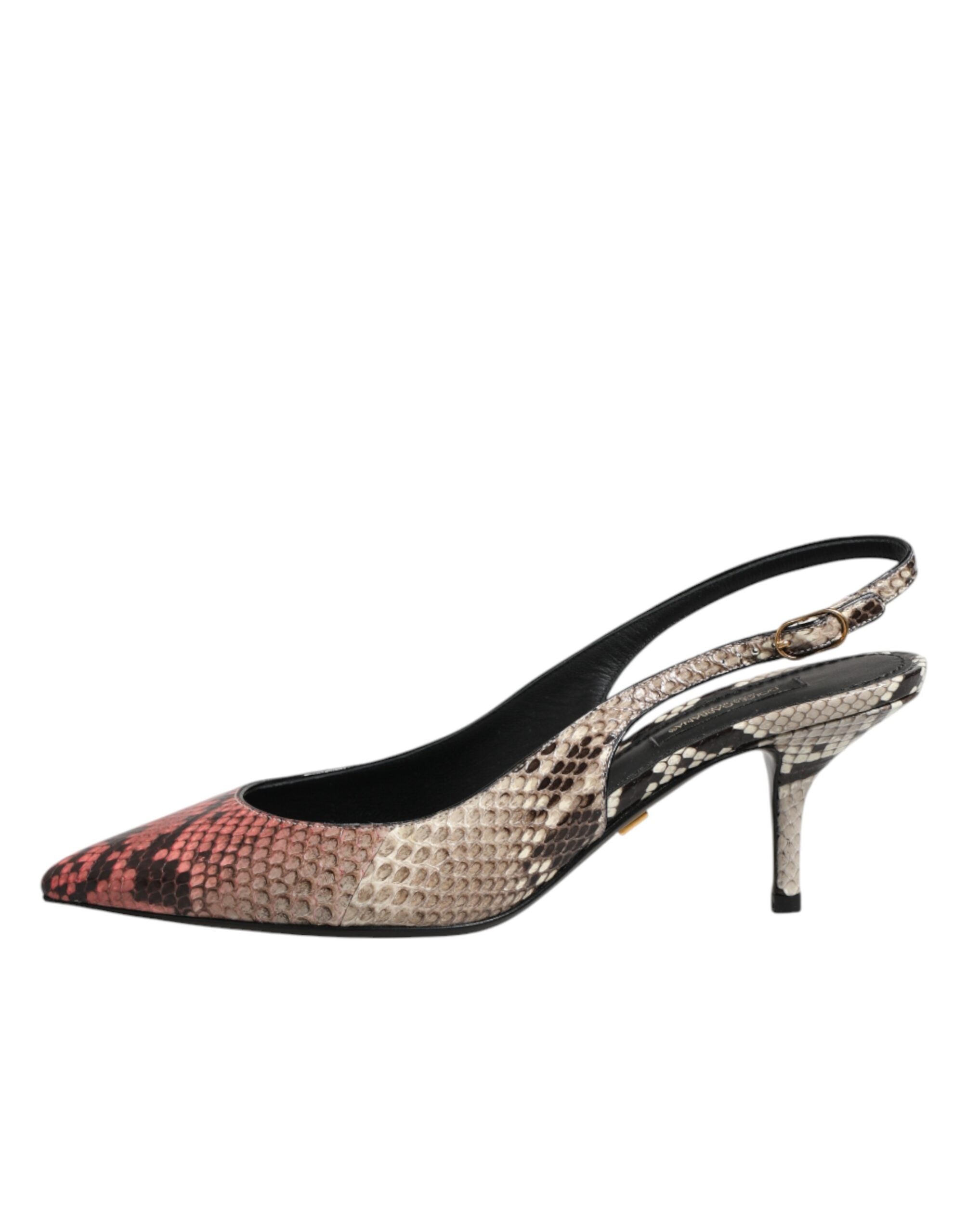 Escarpins Dolce & Gabbana en cuir multicolore à talons et bride slingback, élégants et colorés.
