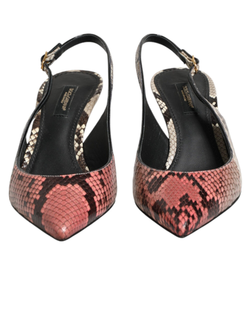 Escarpins à talons en cuir multicolore Dolce & Gabbana avec bride arrière, élégants et sophistiqués.