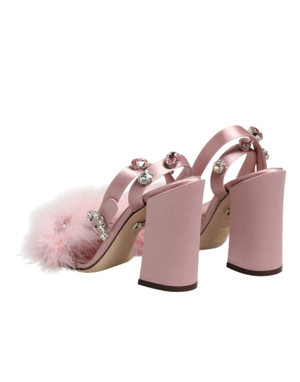 Sandales à talons Dolce & Gabbana roses avec brides à la cheville et sequins roses, chaussures élégantes et glamour.