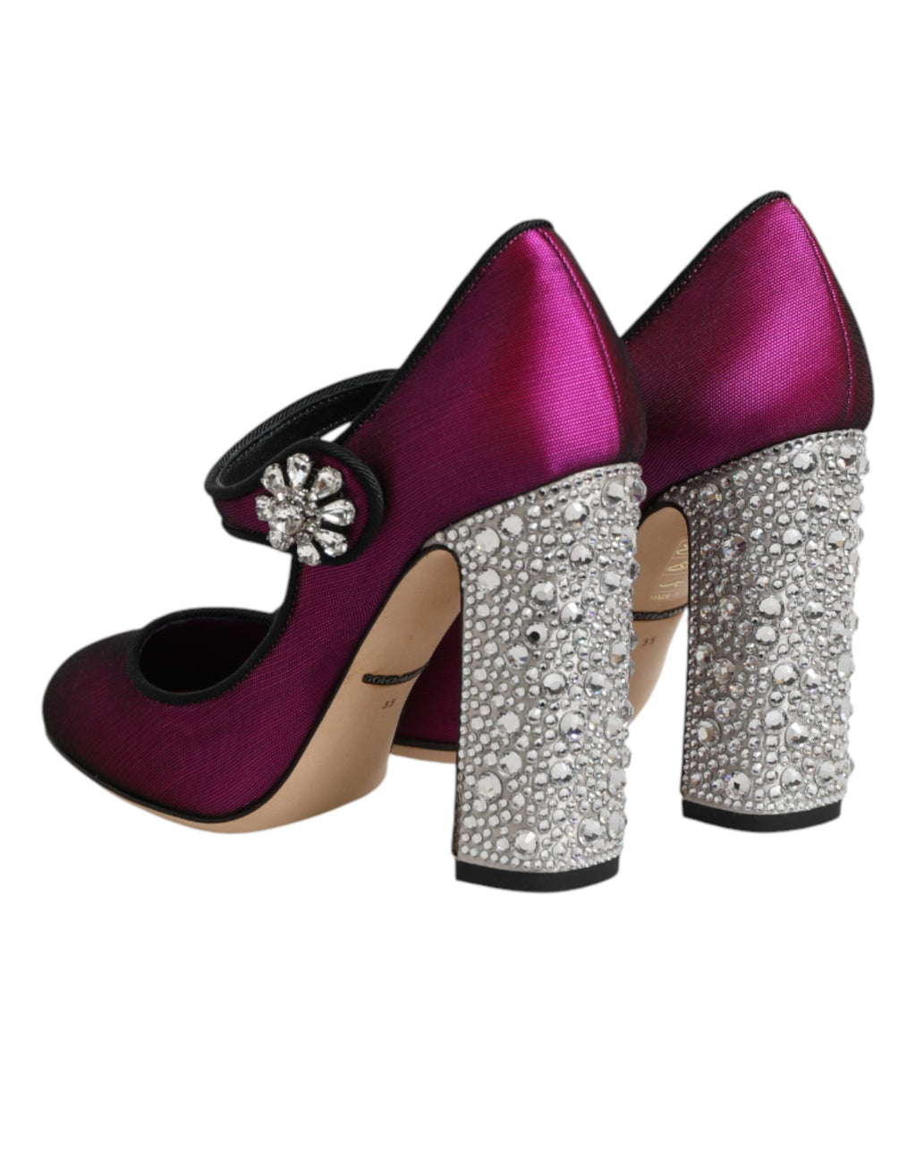 Escarpins roses Dolce & Gabbana ornés de embellissements, chaussures à talons hauts élégantes et sophistiquées.